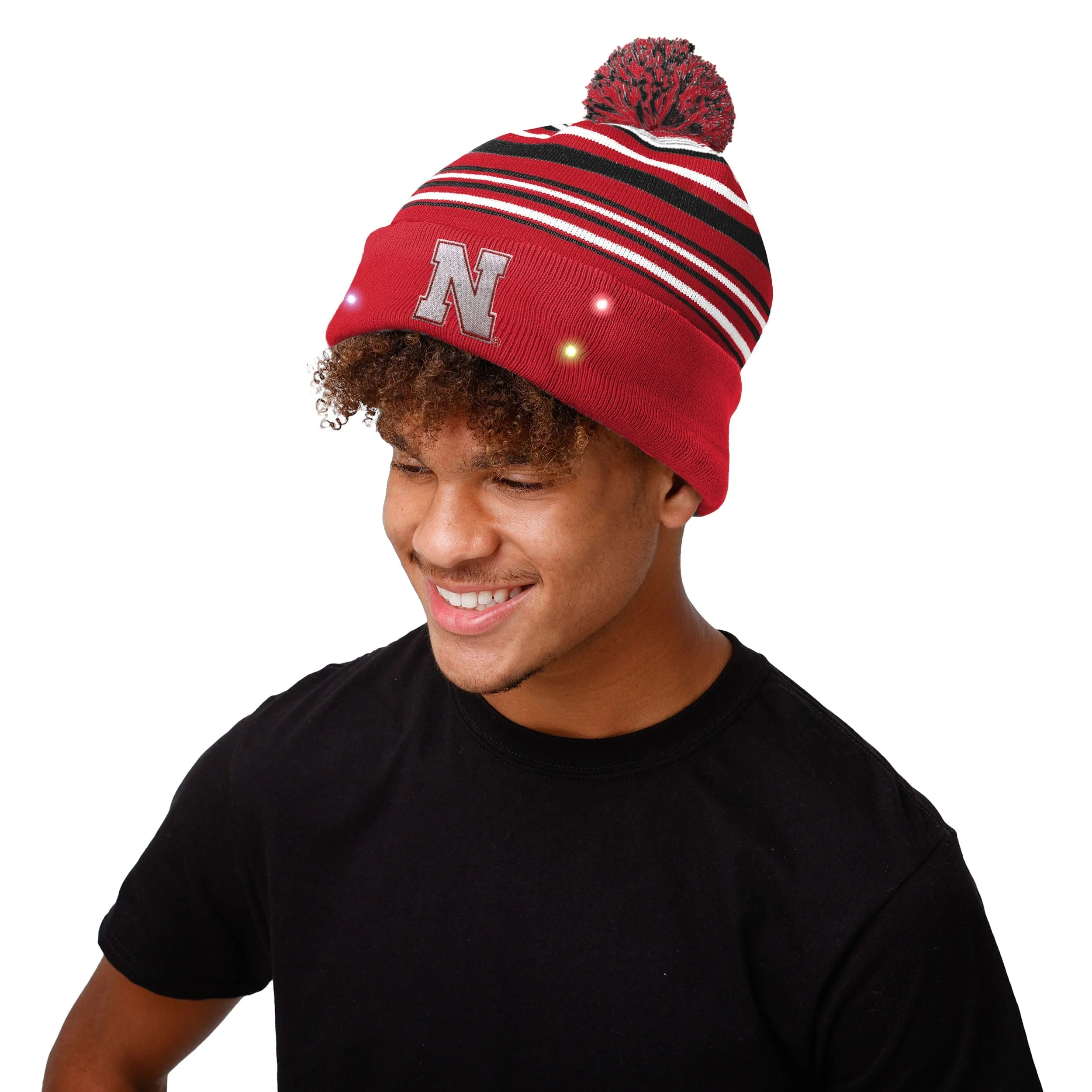 Nebraska Cornhuskers NCAA Horizontal Stripe Light Up Beanie - Image 3