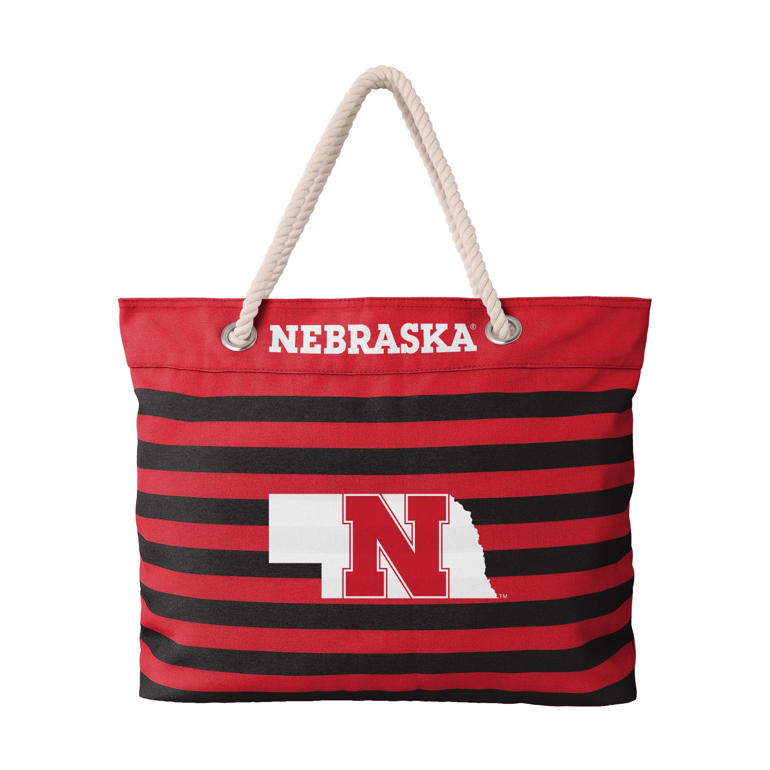Nebraska Cornhuskers NCAA Nautical Stripe Tote Bag