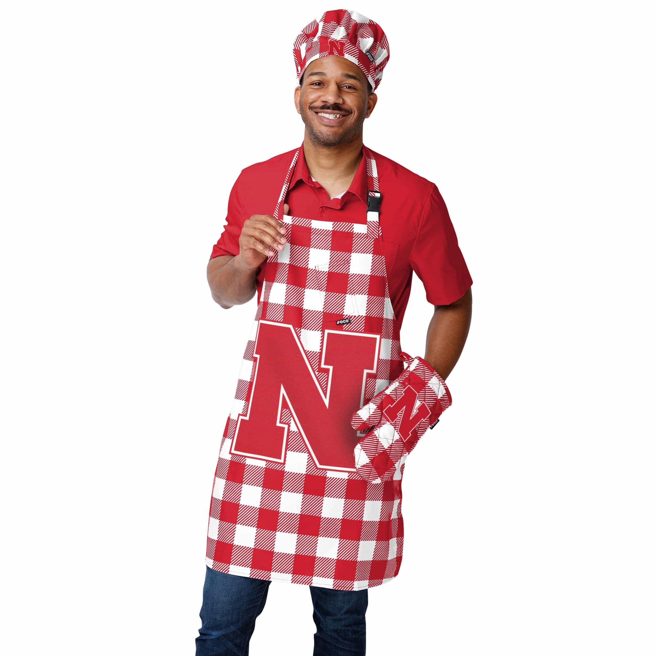 Nebraska Cornhuskers NCAA Plaid Chef Hat - Image 2