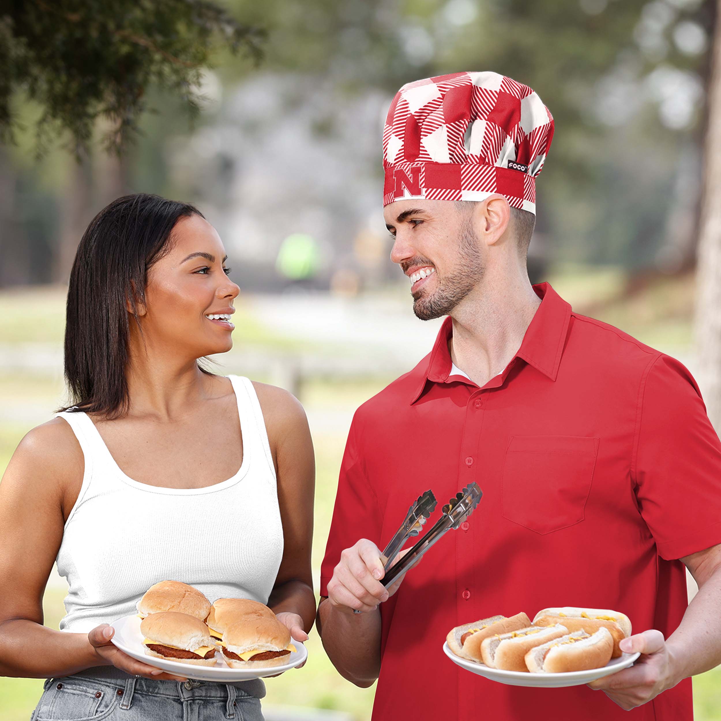 Nebraska Cornhuskers NCAA Plaid Chef Hat - Image 3