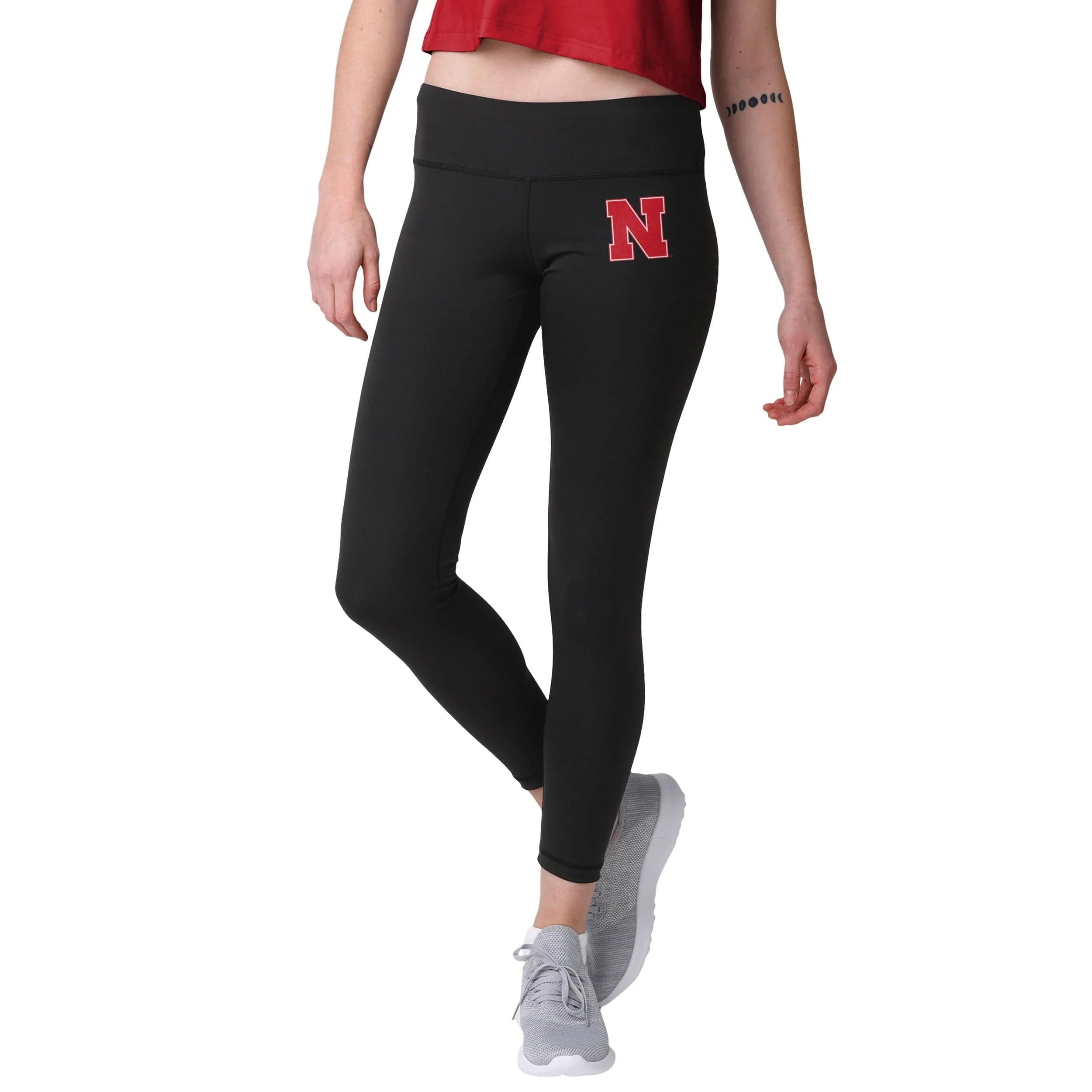 Nebraska Cornhuskers NCAA Womens Calf Logo Black Leggings