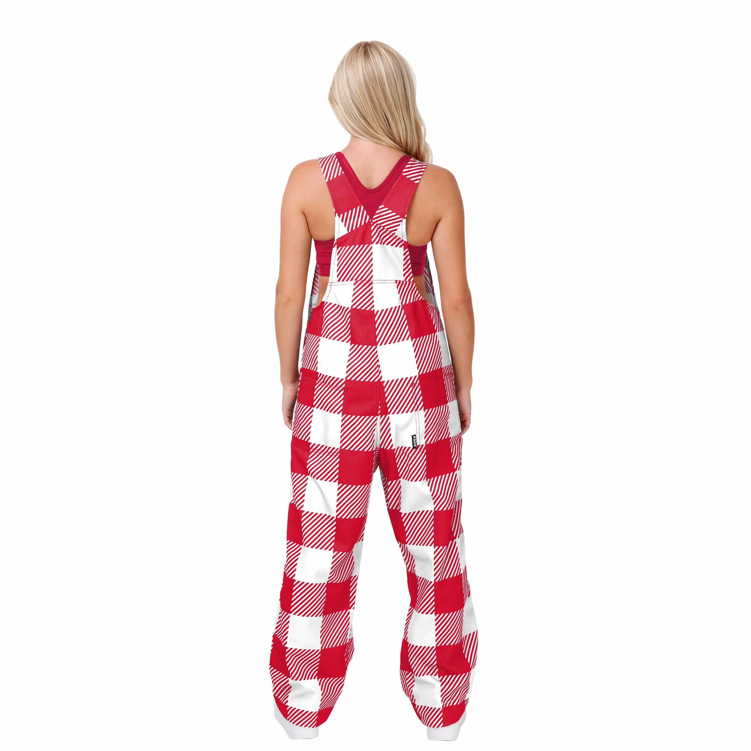 Nebraska Cornhuskers NCAA Womens Plaid Bib Overalls - Image 2