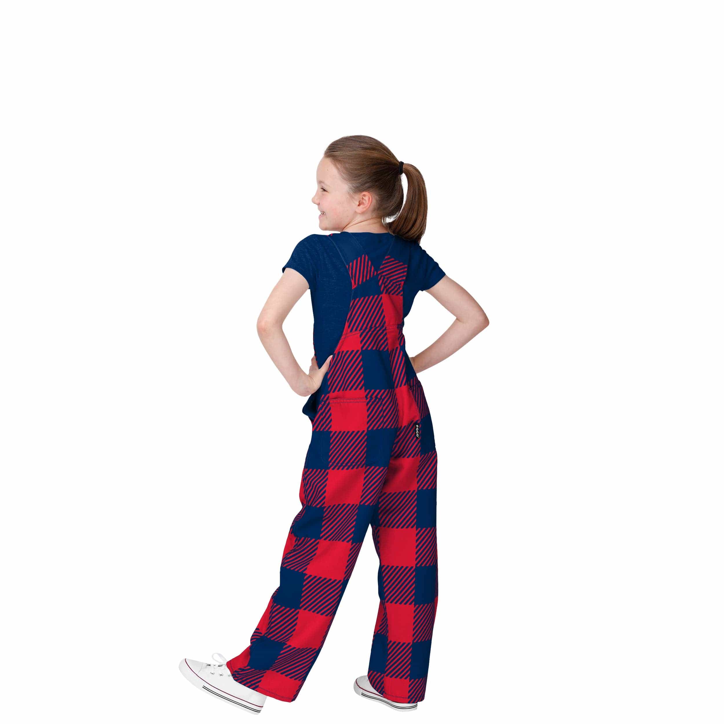 New England Patriots NFL Youth Plaid Bib Overalls - Image 2