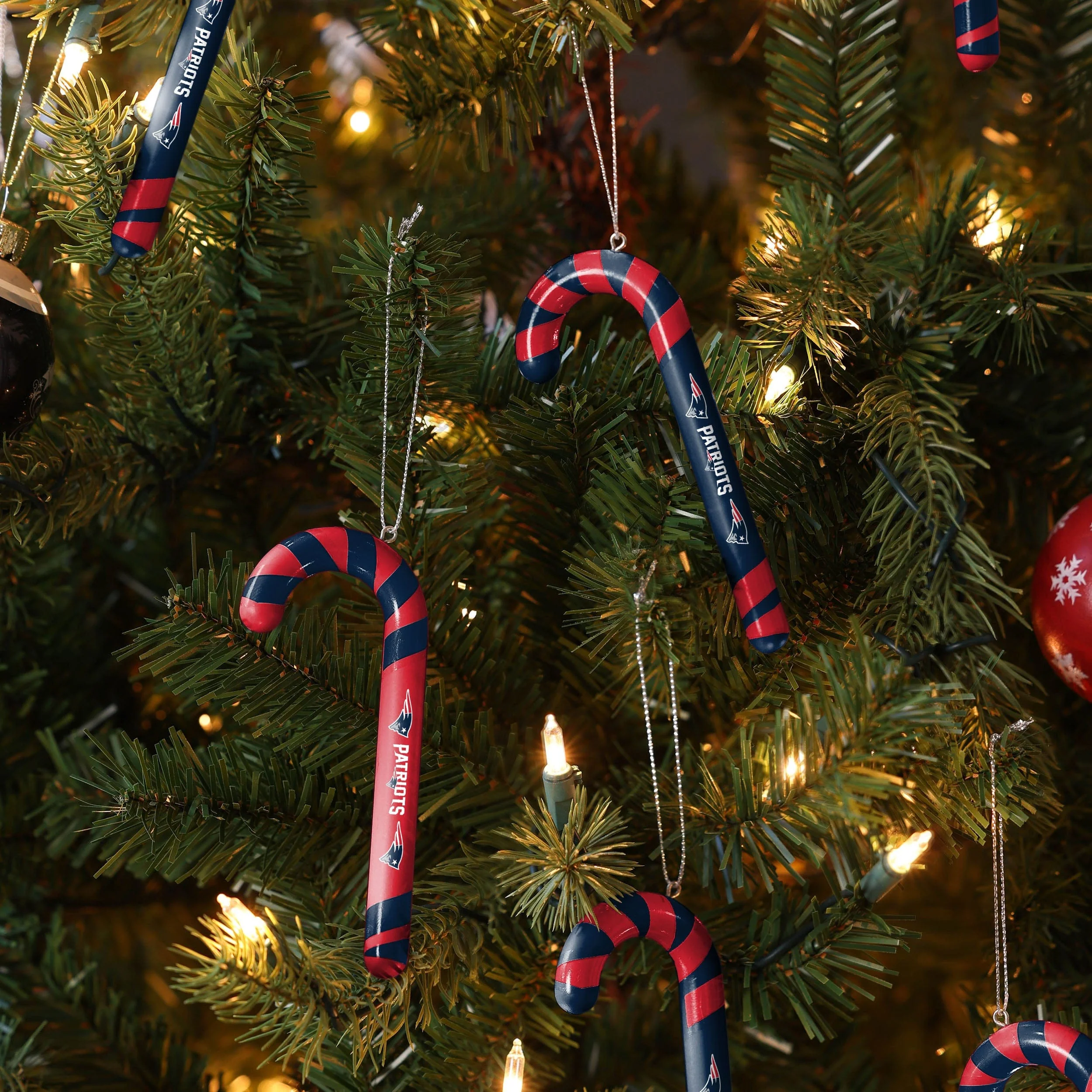 New England Patriots NFL 12 Pack Candy Cane Ornament Set - Image 3