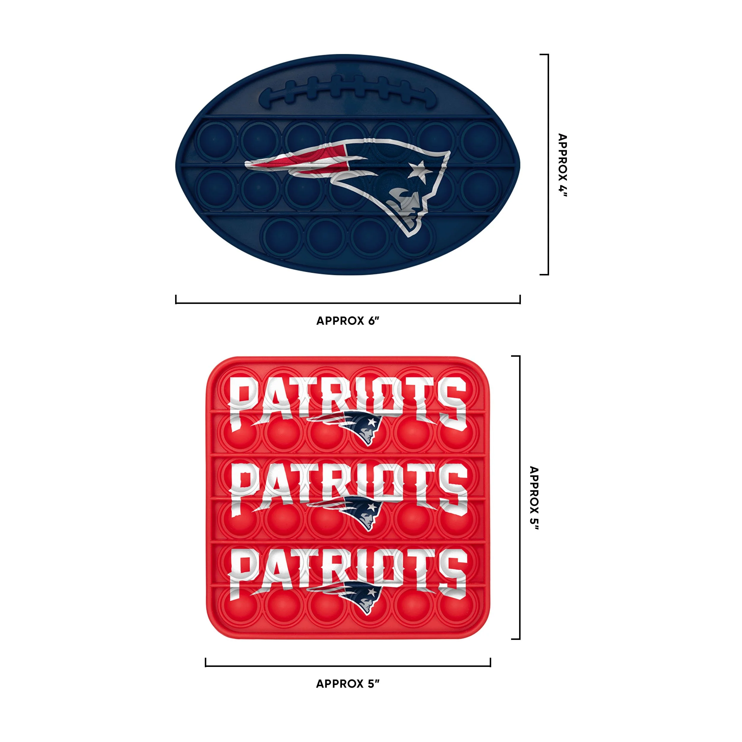 New England Patriots NFL 2 Pack Ball & Square Push-Itz Fidget - Image 2