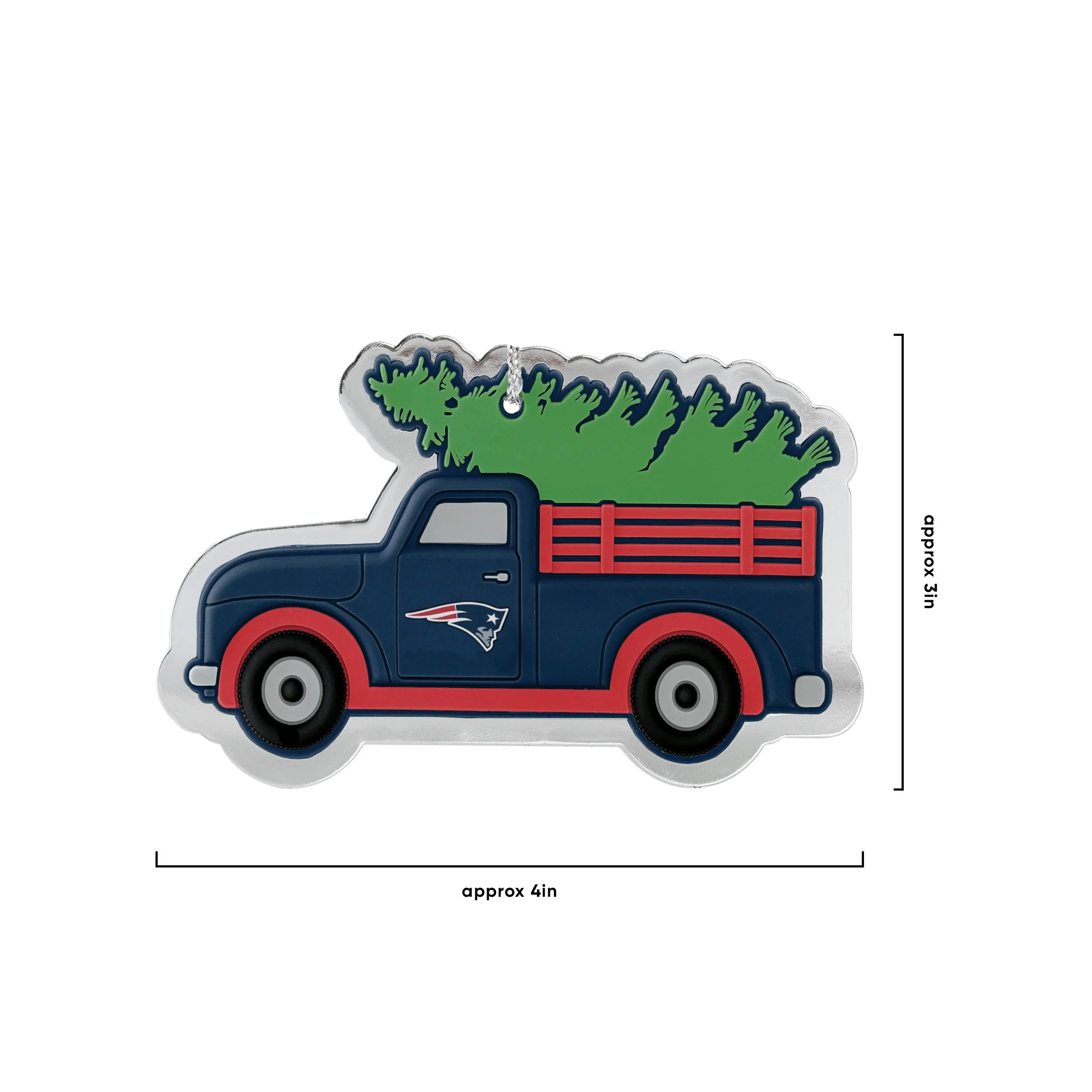 New England Patriots NFL 2 Pack Flat Metal Truck Ornaments - Image 3