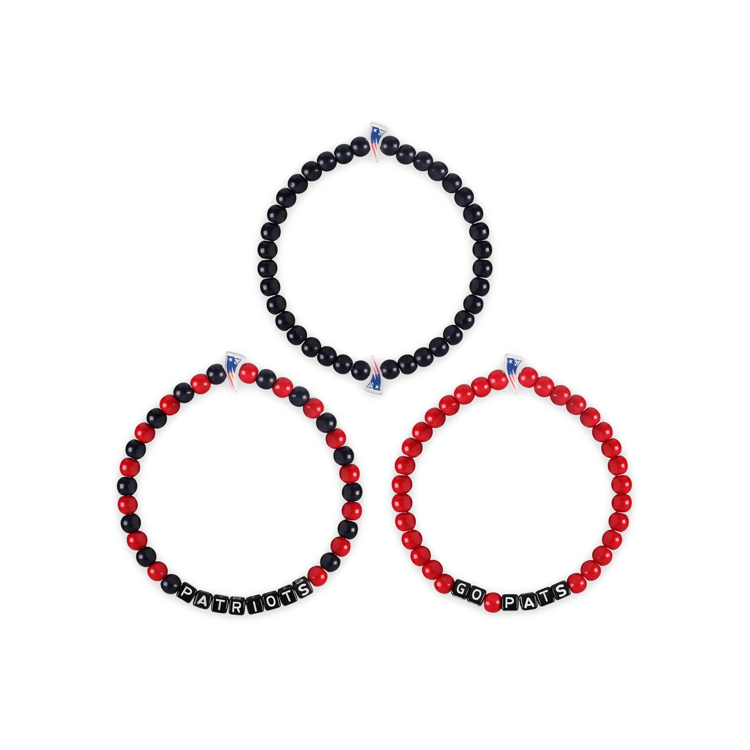 New England Patriots NFL 3 Pack Beaded Friendship Bracelet - Image 3