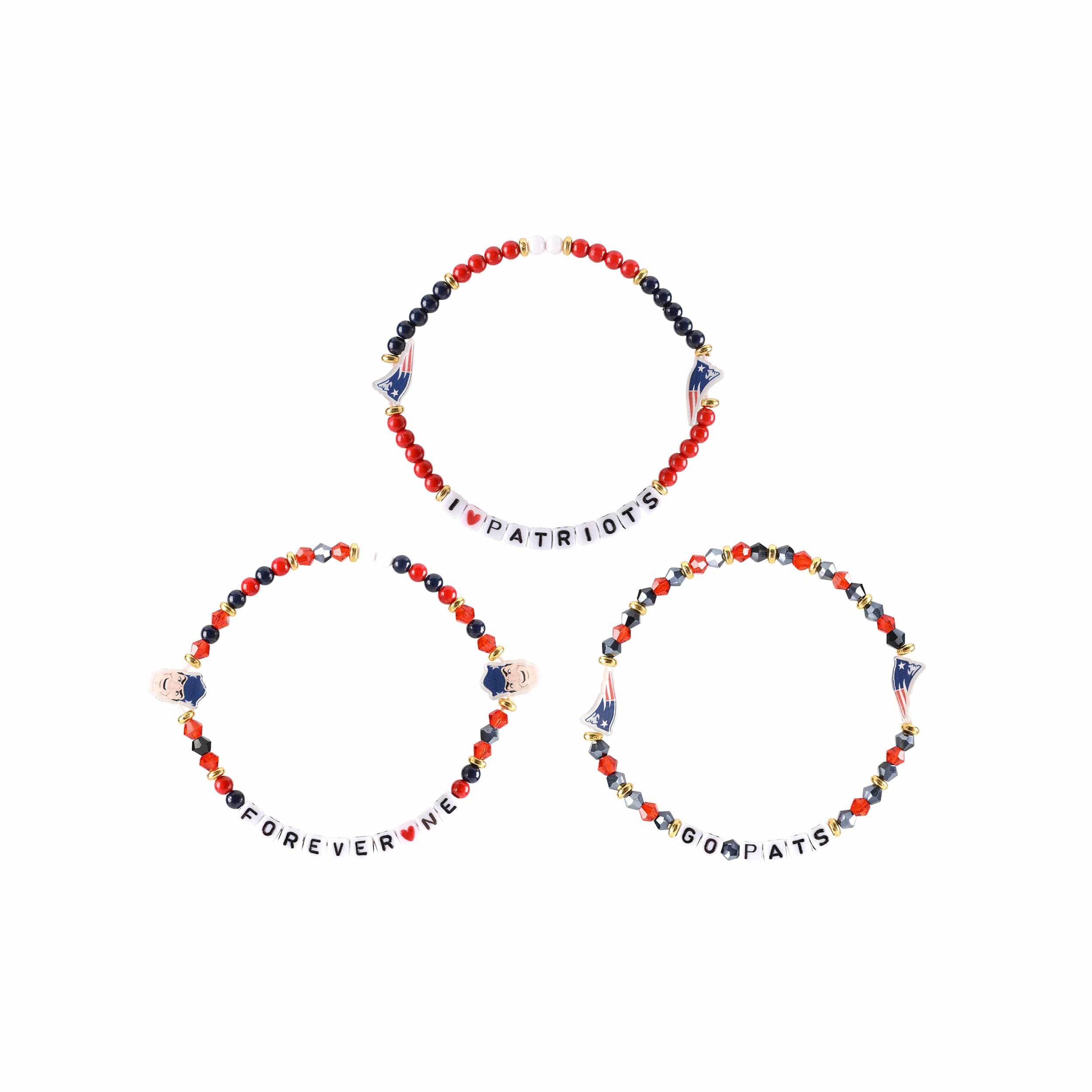 New England Patriots NFL 3 Pack Friendship Bracelet - Image 3