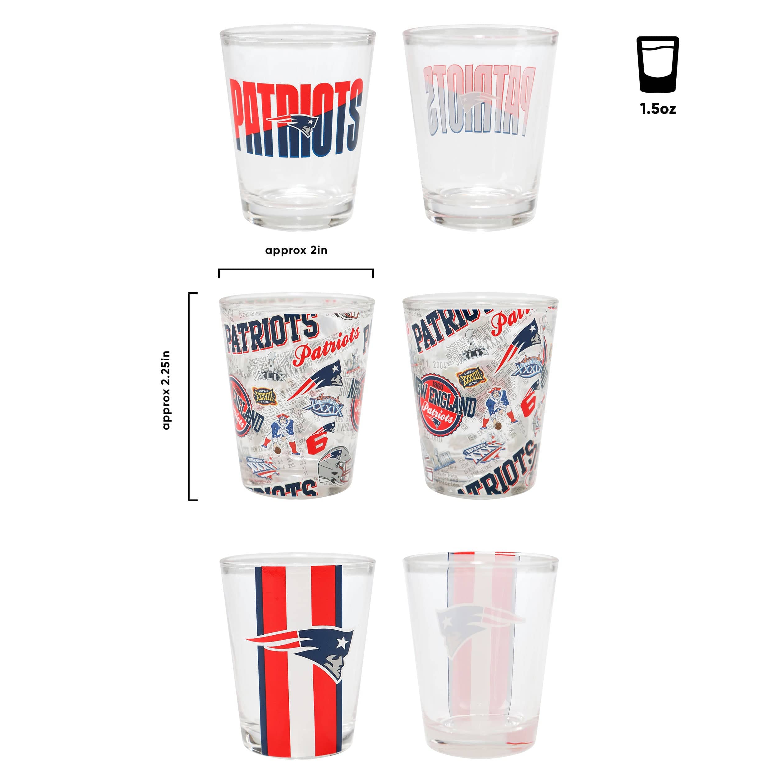 New England Patriots NFL 3 Pack Shot Glass - Image 3