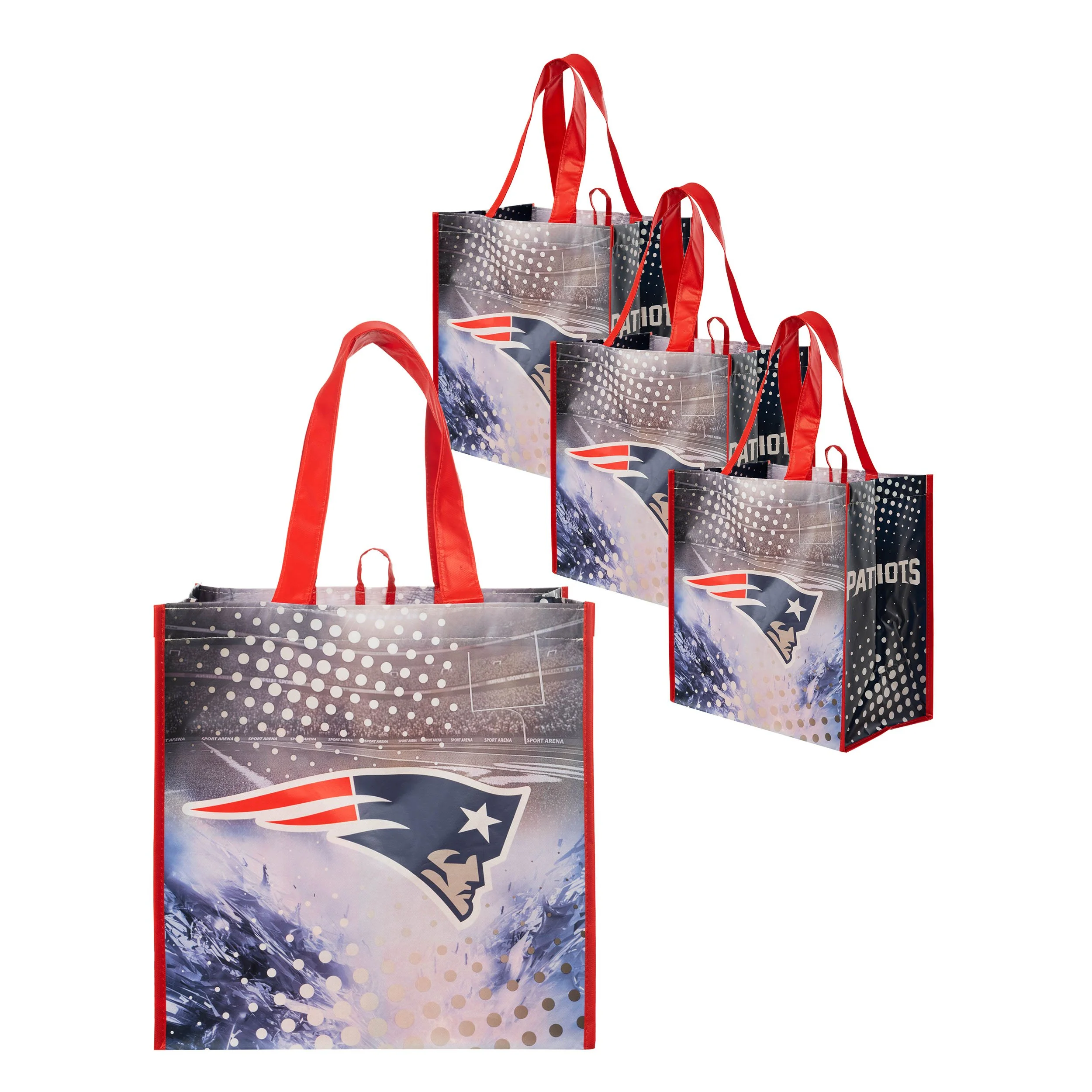 New England Patriots NFL 4 Pack Reusable Shopping Bags - Image 2