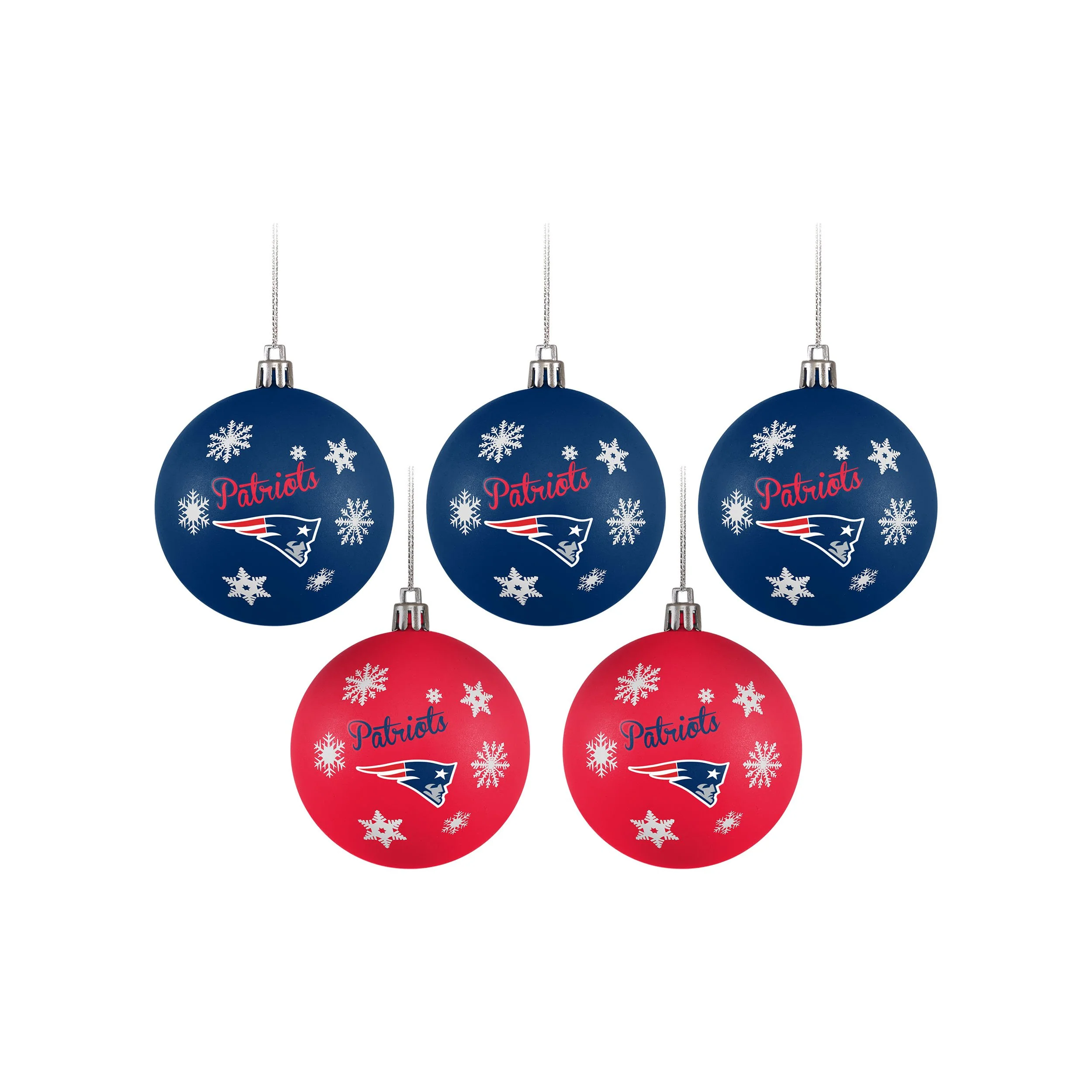 New England Patriots NFL 5 Pack Shatterproof Ball Ornament Set