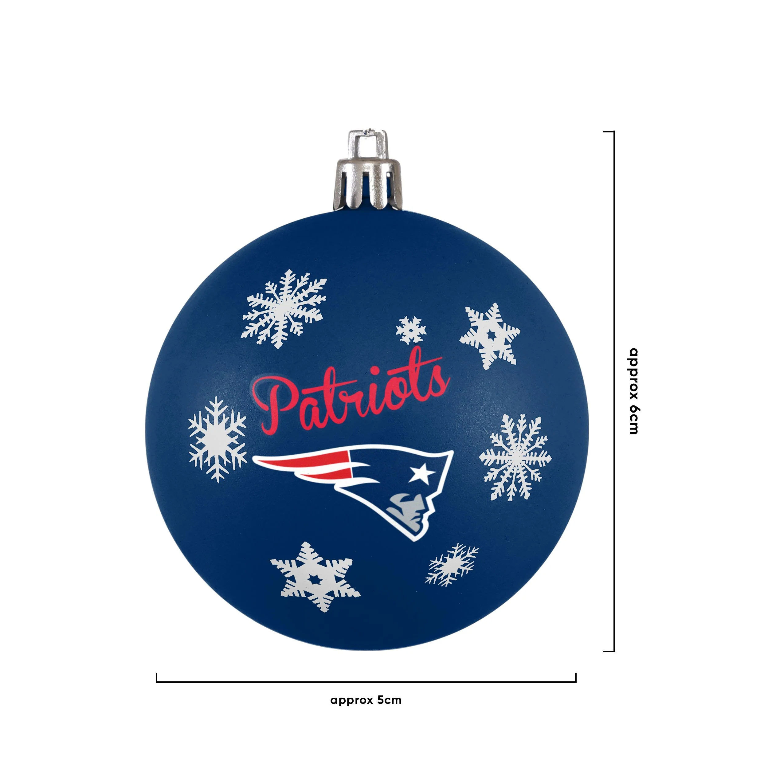 New England Patriots NFL 5 Pack Shatterproof Ball Ornament Set - Image 3