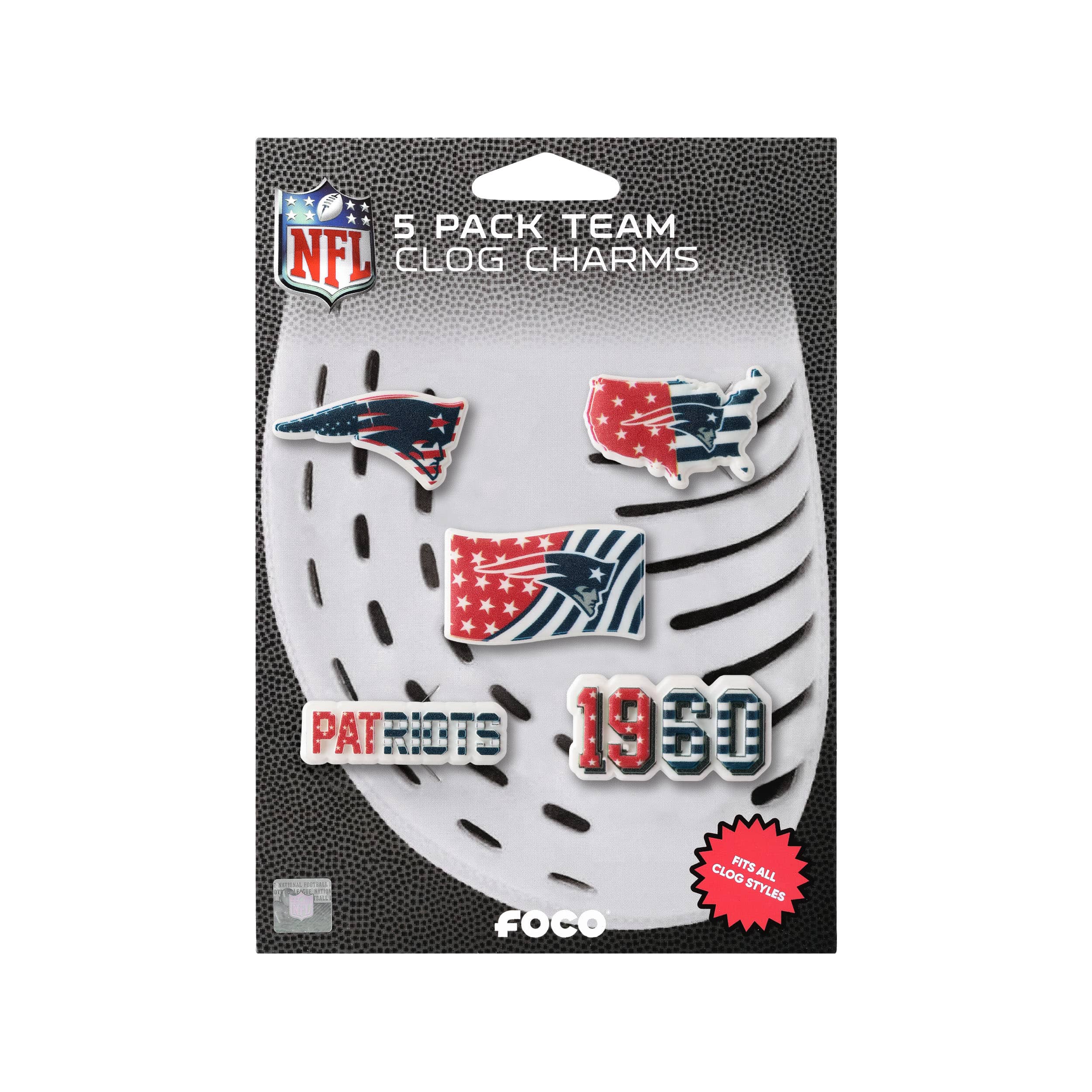 New England Patriots NFL Americana 5 Pack Team Clog Charms - Image 5