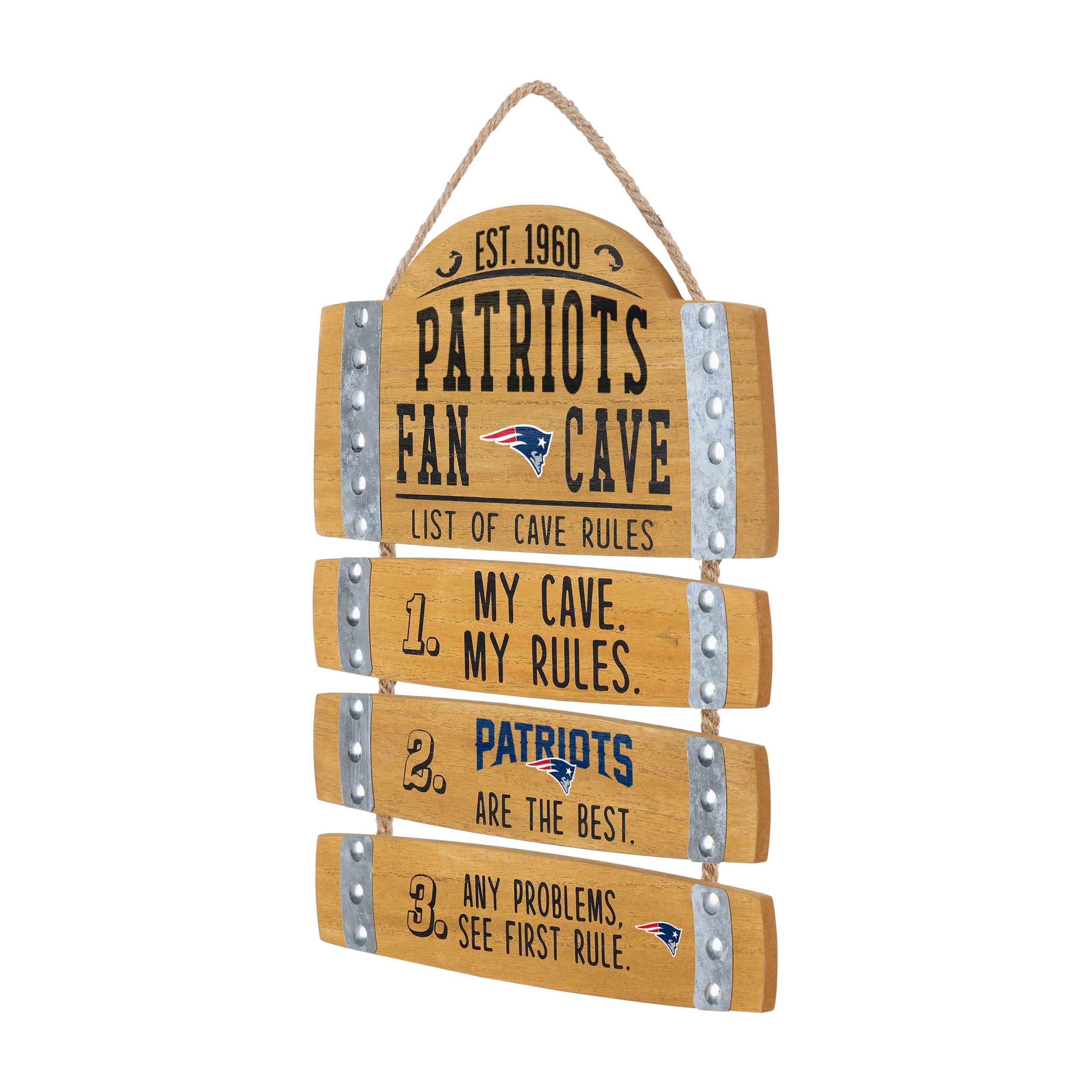 New England Patriots NFL Barrel Slat Mancave Sign - Image 2