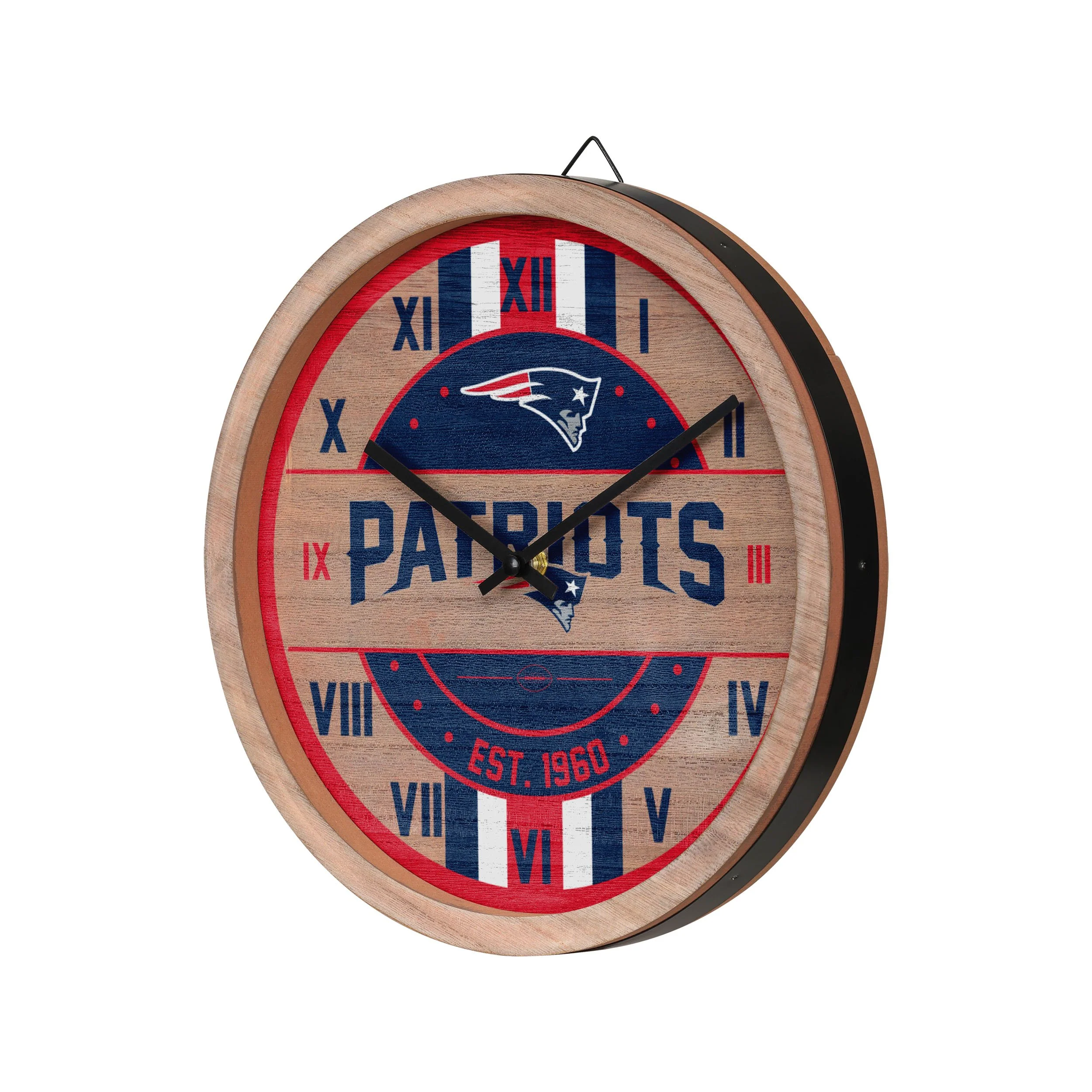 New England Patriots NFL Barrel Wall Clock - Image 2