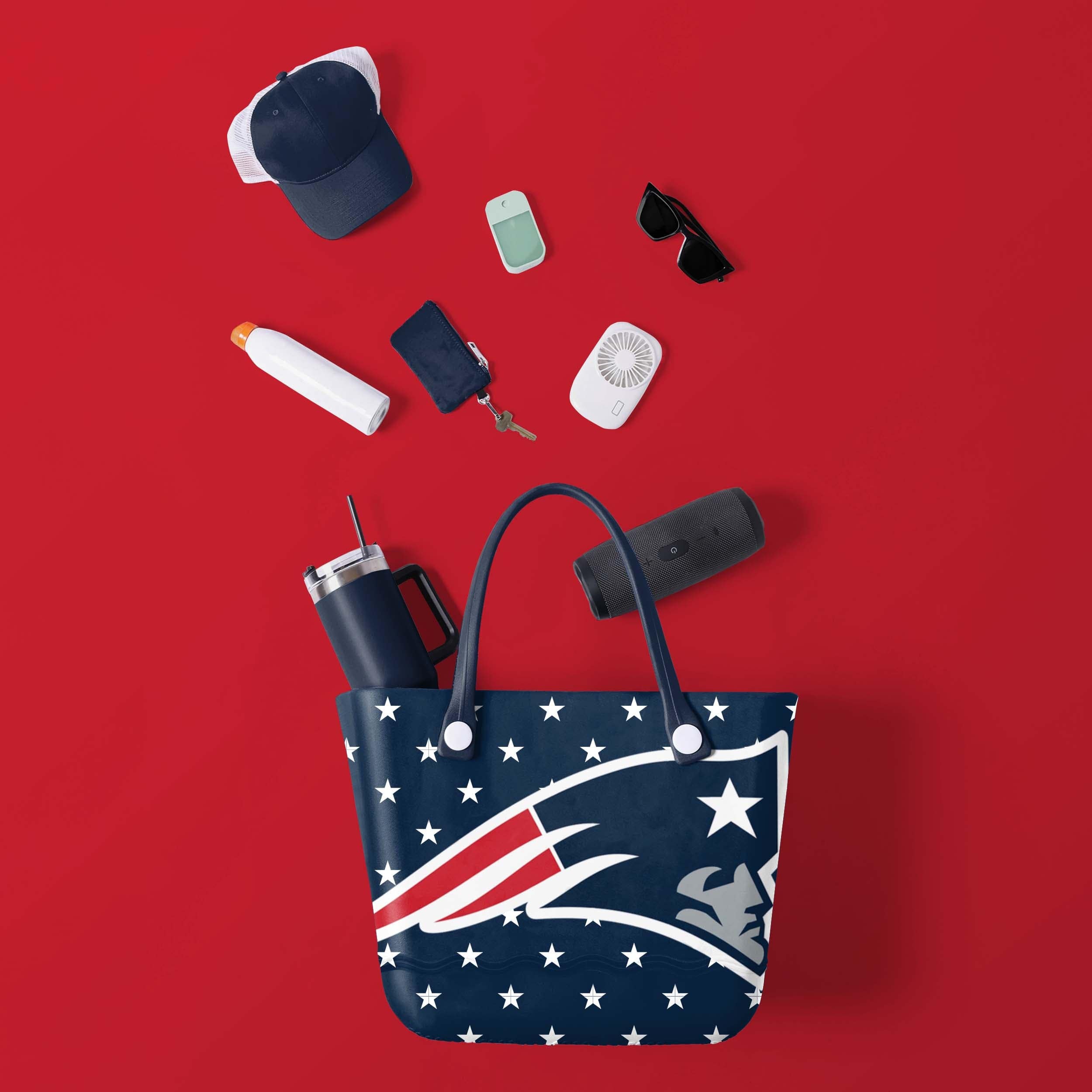 New England Patriots NFL Big Logo Mini Print Tailgate Tote Bag - Image 2