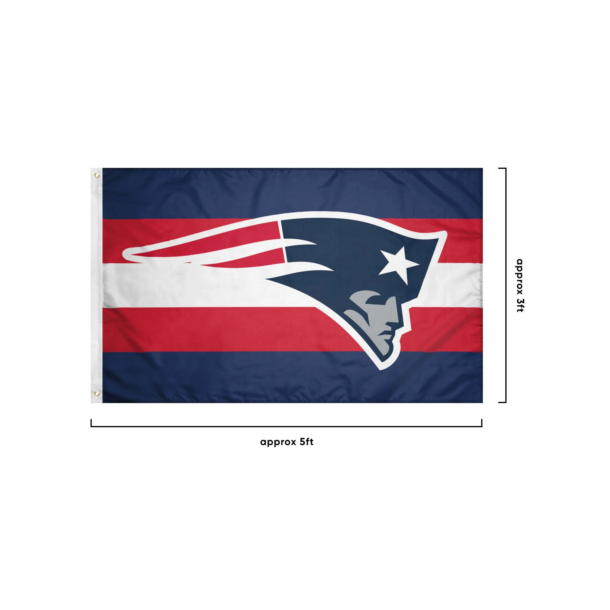 New England Patriots NFL Big Logo Team Stripe Horizontal Flag - Image 3