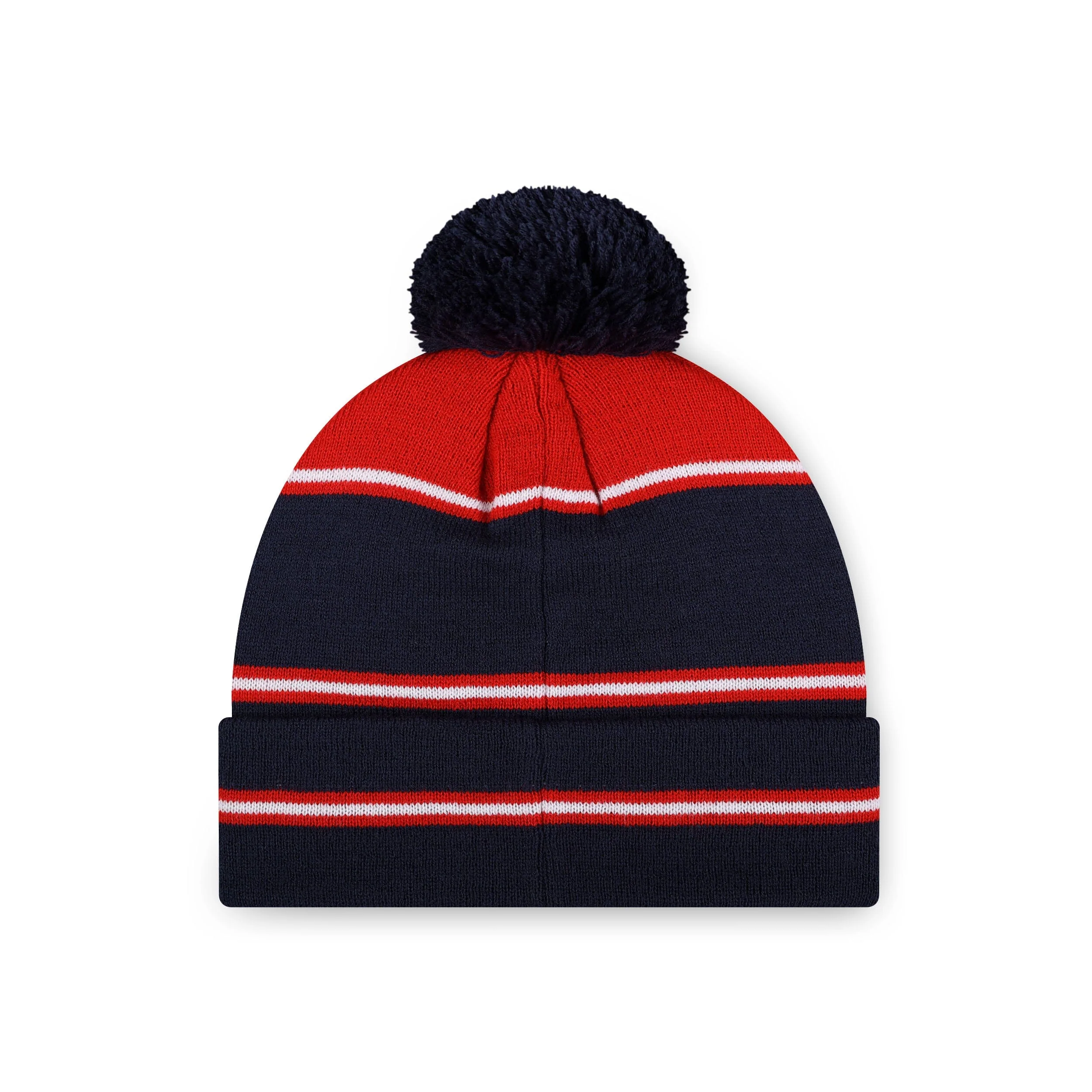 New England Patriots NFL Big Wordmark Stripe Pom Beanie - Image 2
