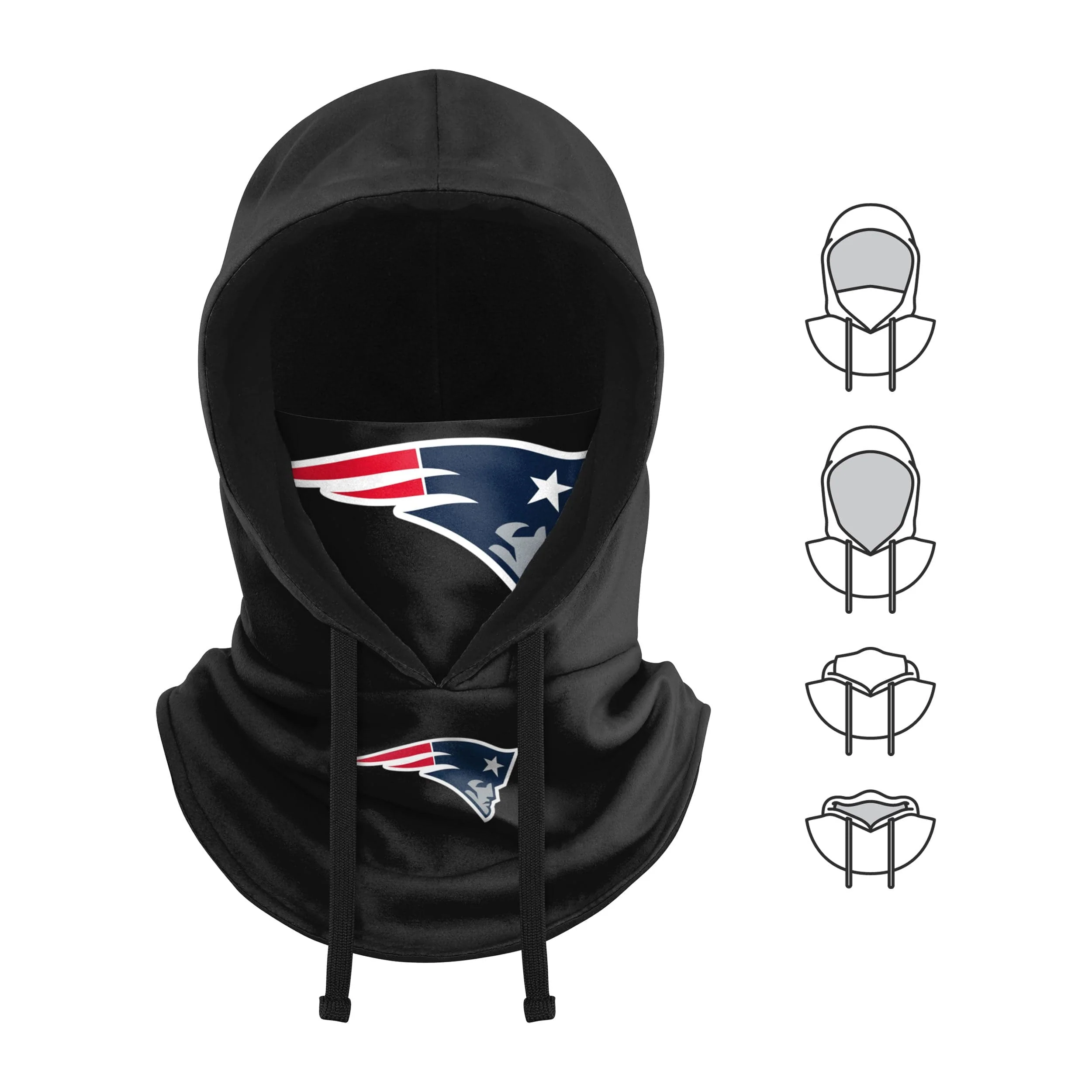 New England Patriots NFL Black Drawstring Hooded Gaiter - Image 5