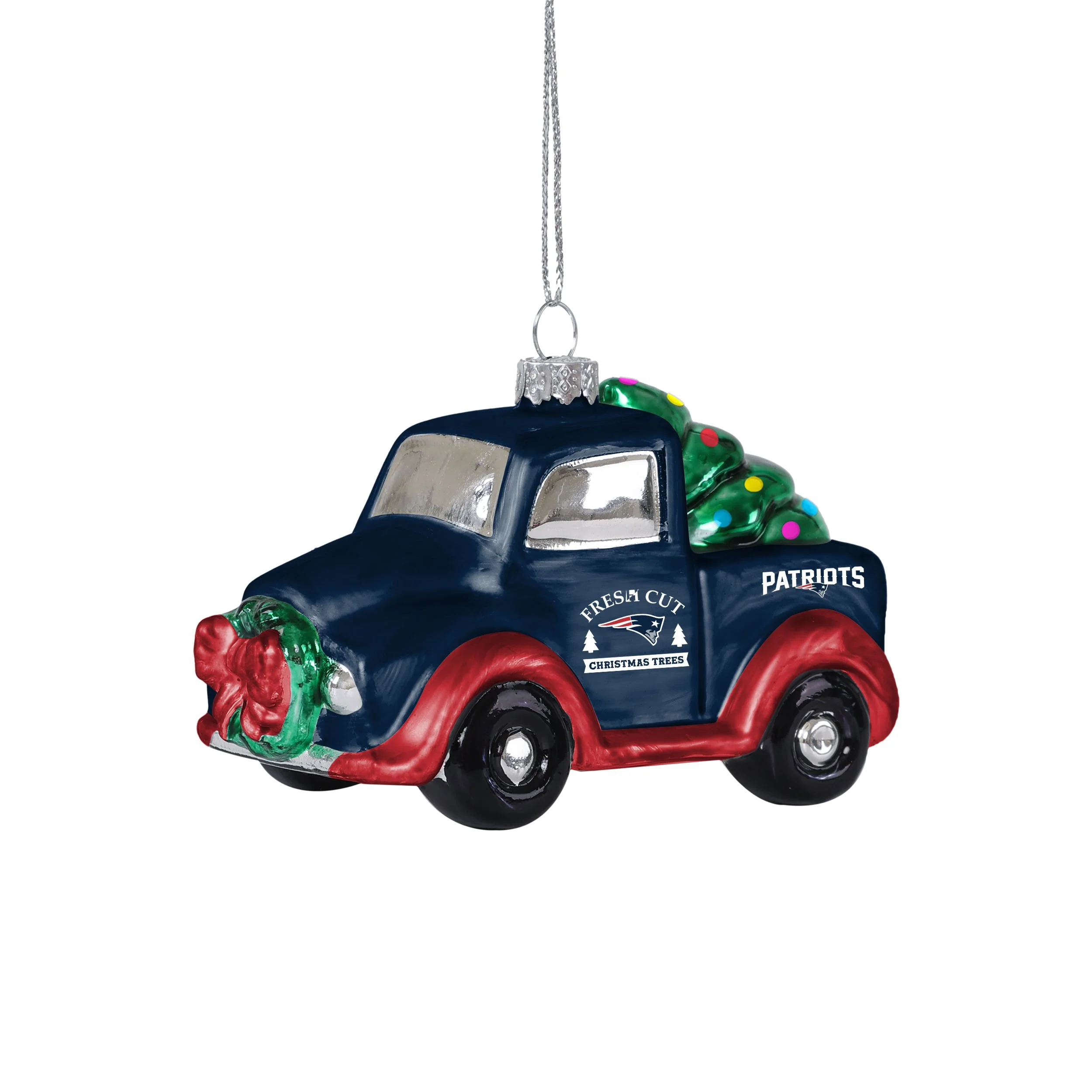 New England Patriots NFL Blown Glass Truck Ornament - Image 2