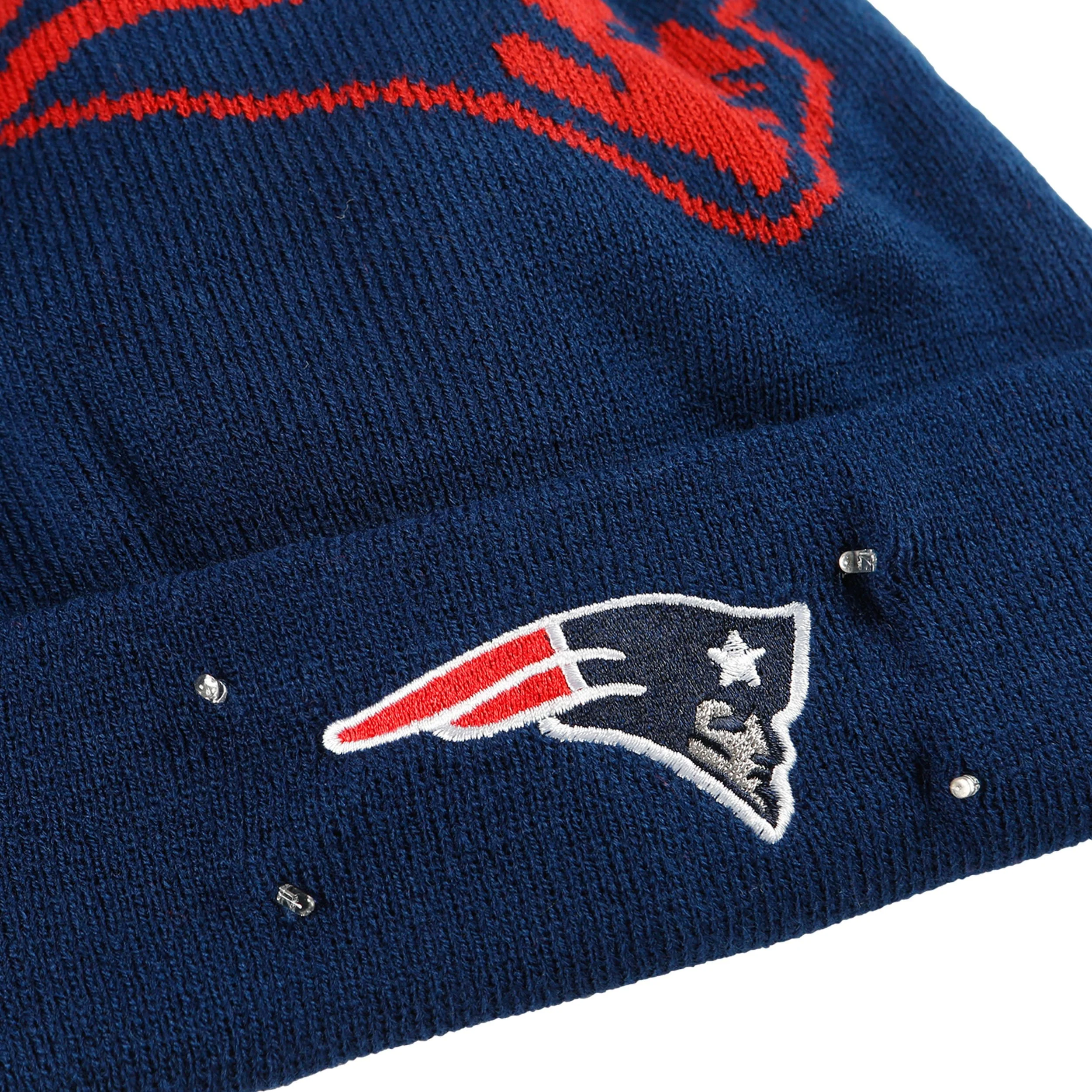 New England Patriots NFL Cropped Logo Light Up Knit Beanie - Image 3
