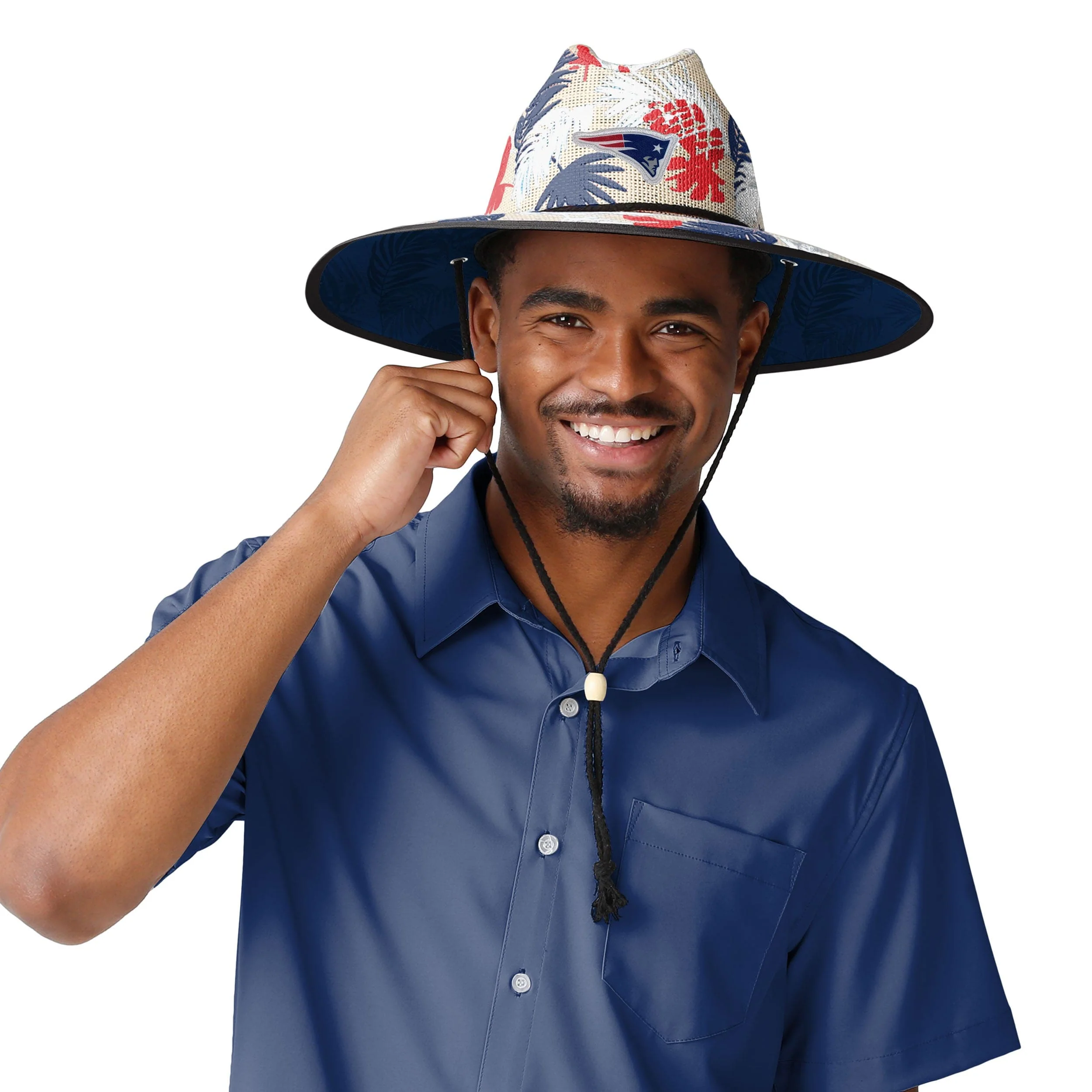 New England Patriots NFL Floral Printed Straw Hat - Image 2