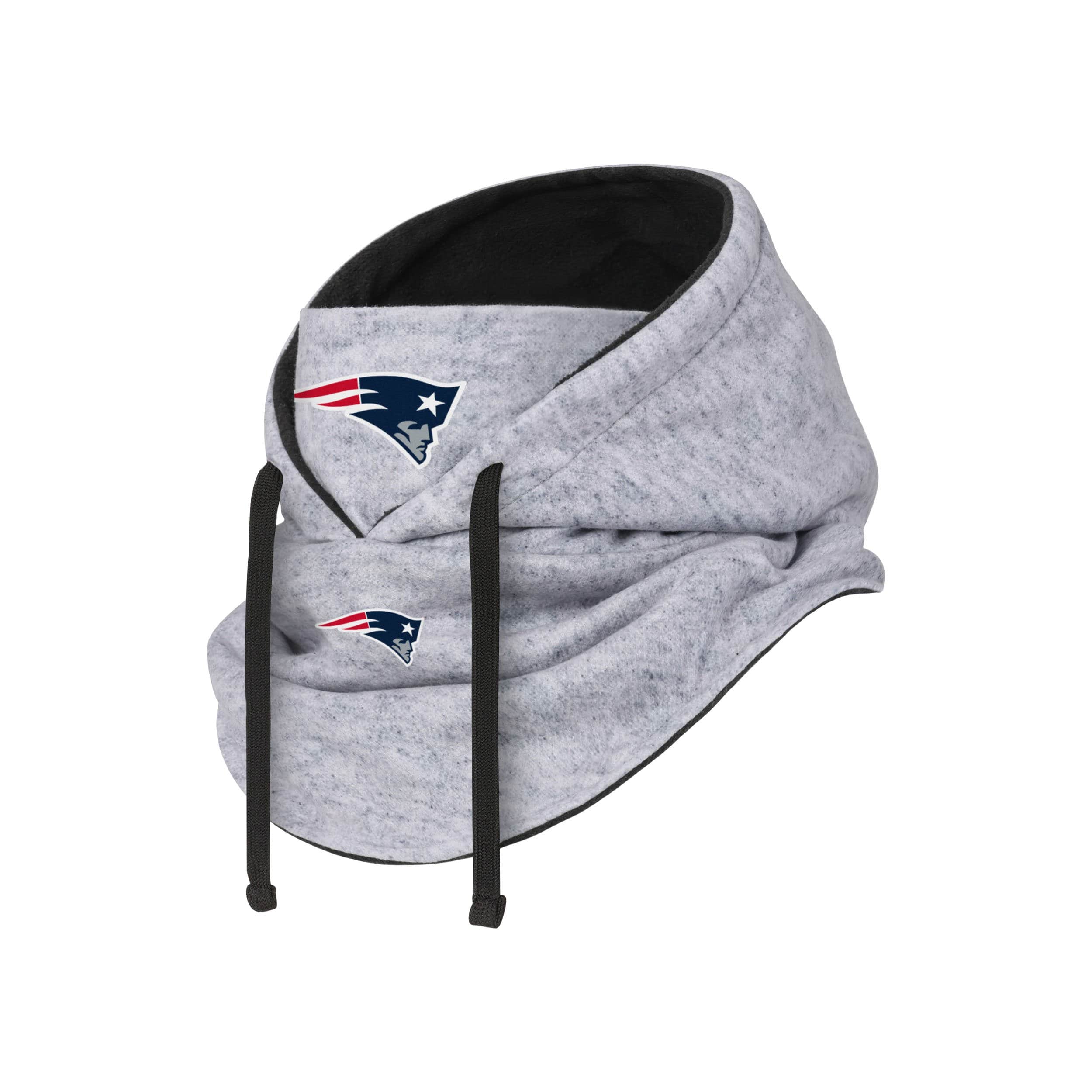 New England Patriots NFL Heather Gray Drawstring Hooded Gaiter Scarf - Image 2
