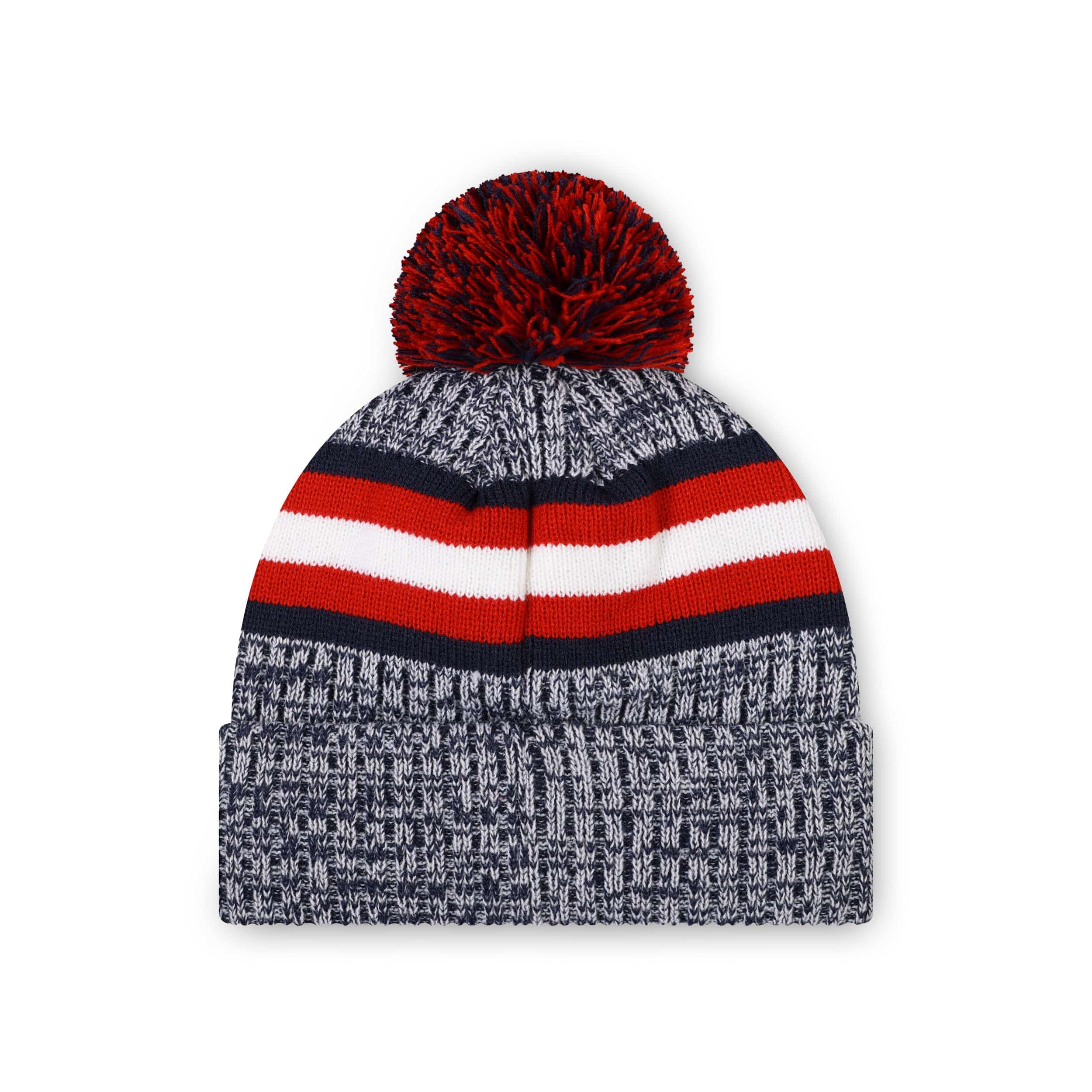 New England Patriots NFL Heather Team Stripe Lined Pom Beanie - Image 2
