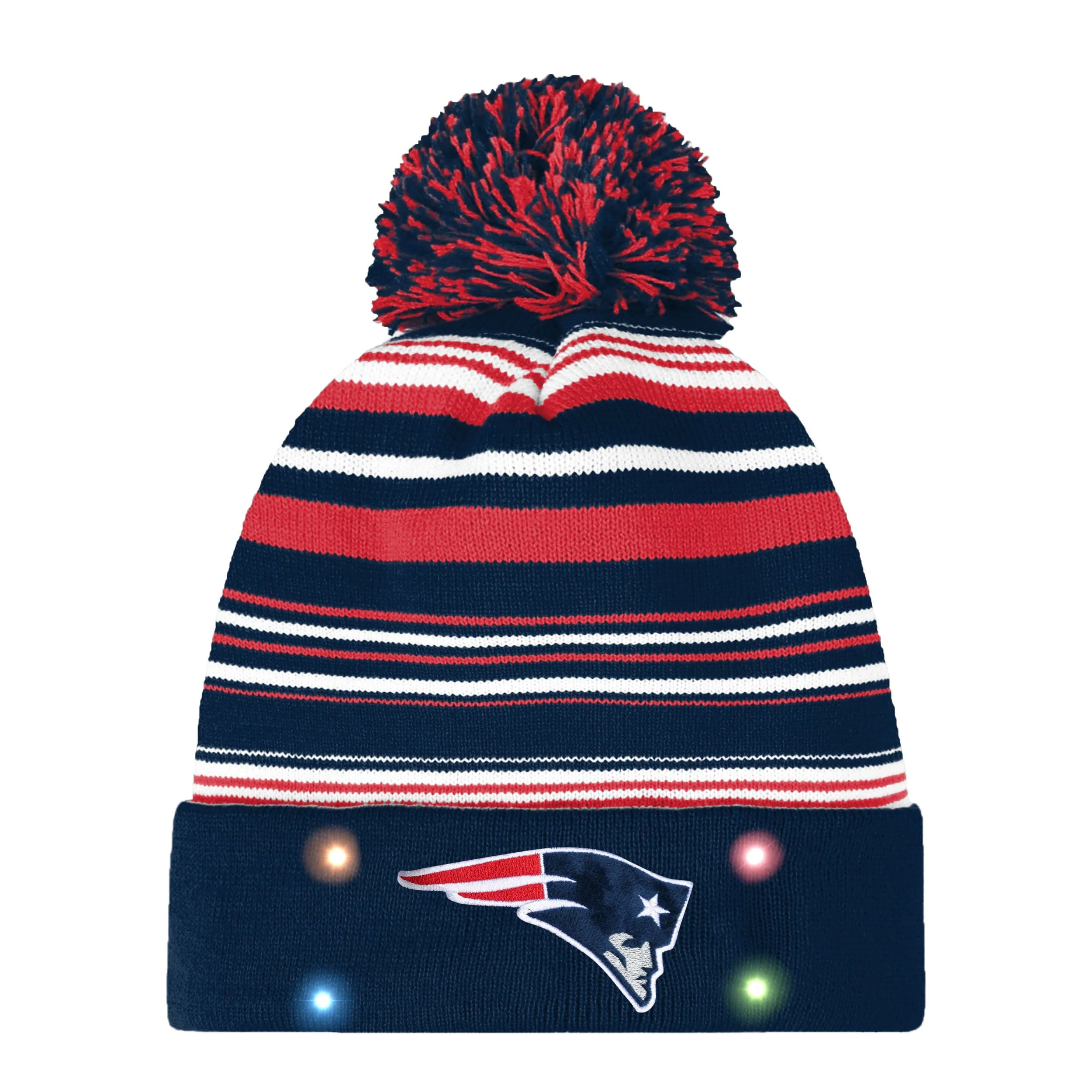 New England Patriots NFL Horizontal Stripe Light Up Beanie - Image 2