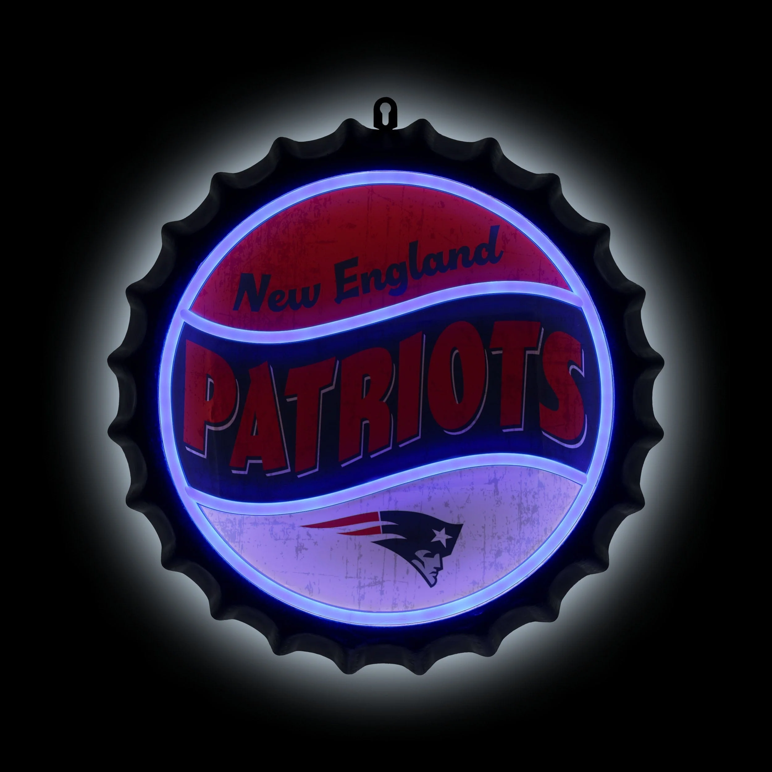 New England Patriots NFL LED Neon Backlit Bottle Cap Wall Sign - Image 2