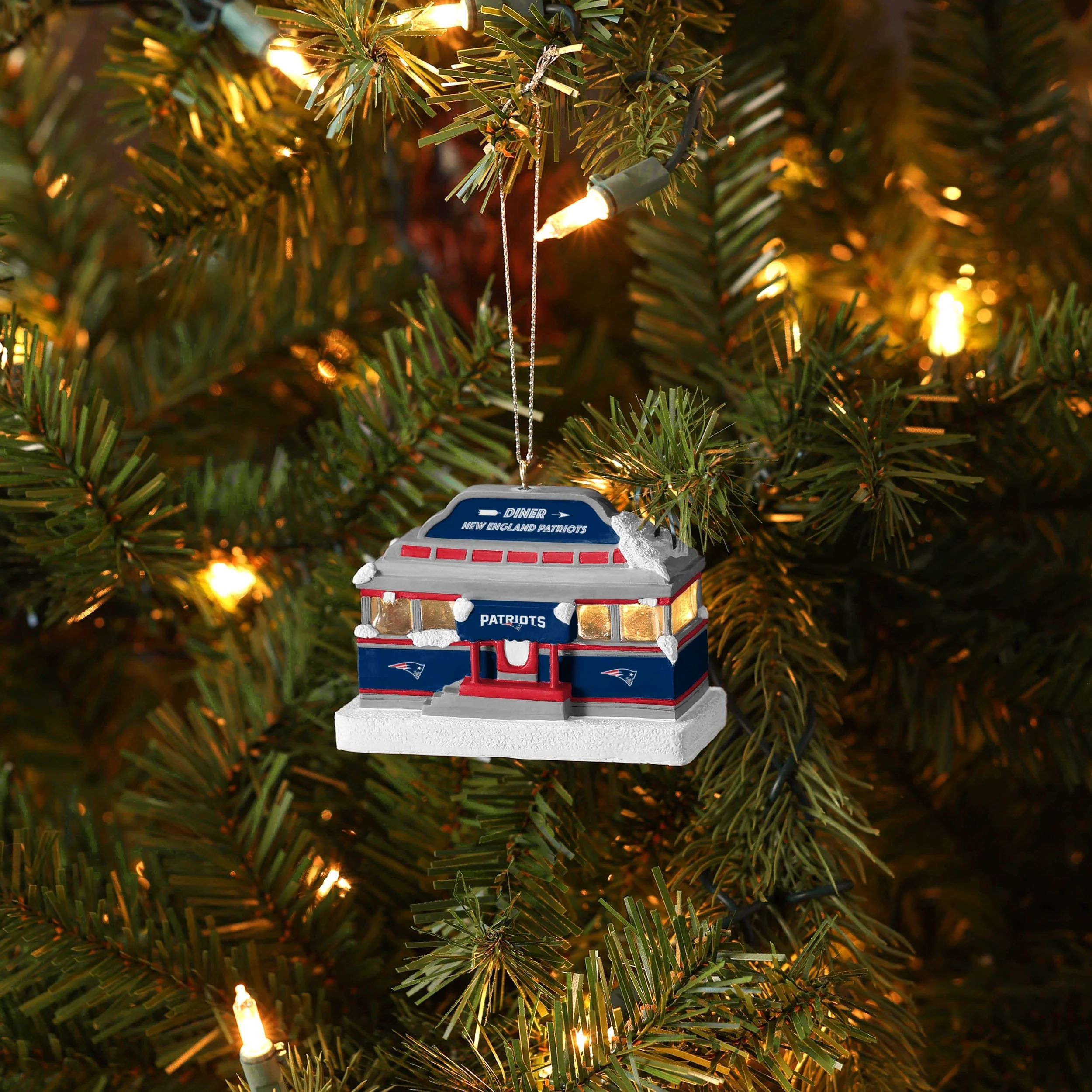 New England Patriots NFL Light Up Diner Ornament - Image 3
