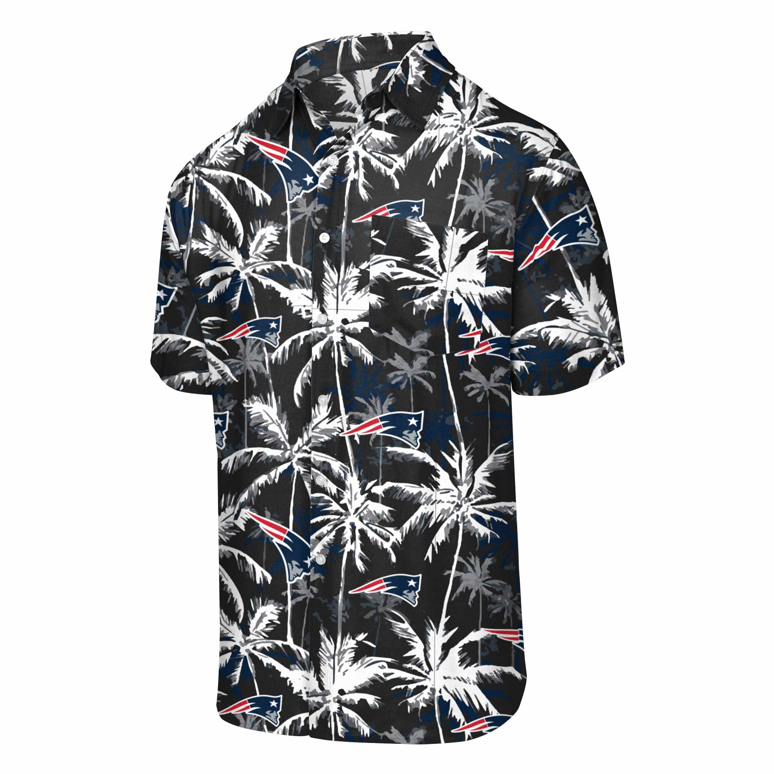 New England Patriots NFL Mens Black Floral Button Up Shirt - Image 4
