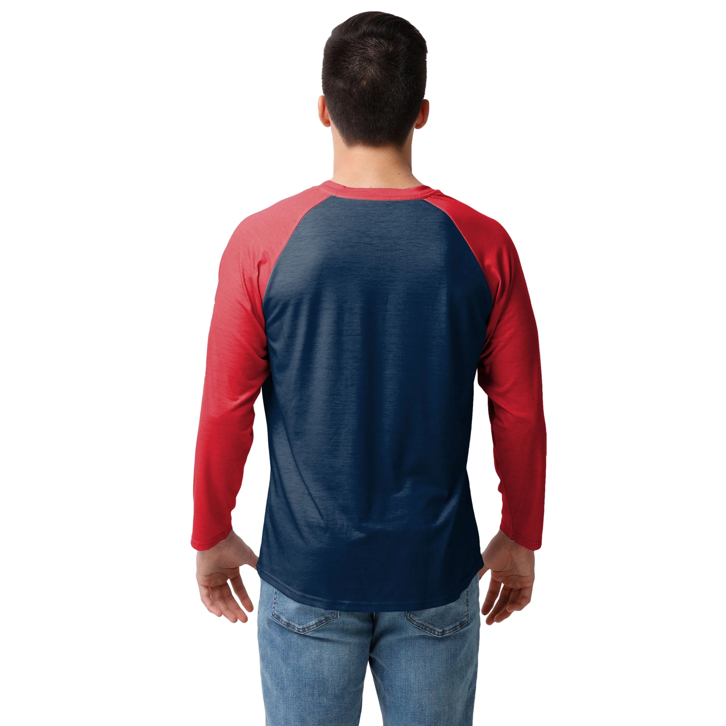 New England Patriots NFL Mens Colorblock Wordmark Raglan T-Shirt - Image 2