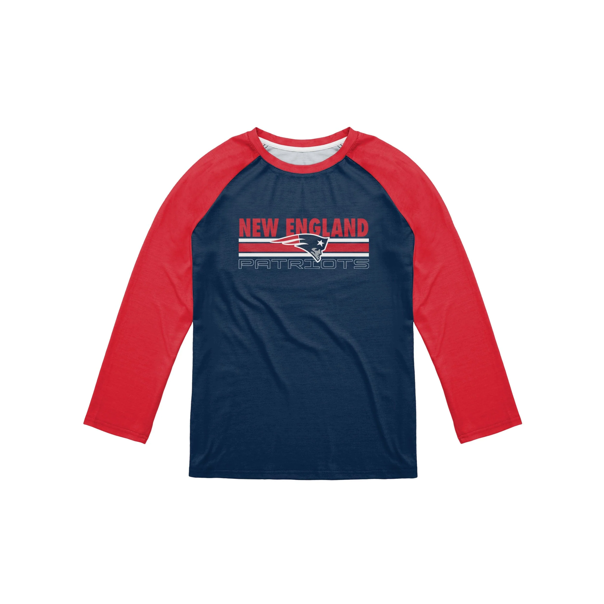 New England Patriots NFL Mens Colorblock Wordmark Raglan T-Shirt - Image 3