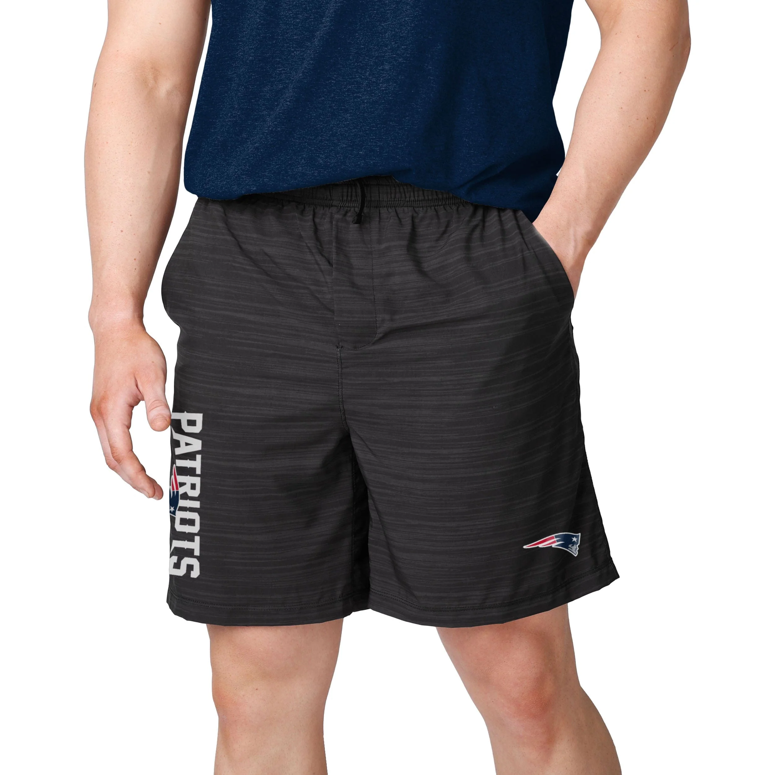 New England Patriots NFL Mens Heathered Black Woven Liner Shorts - Image 2
