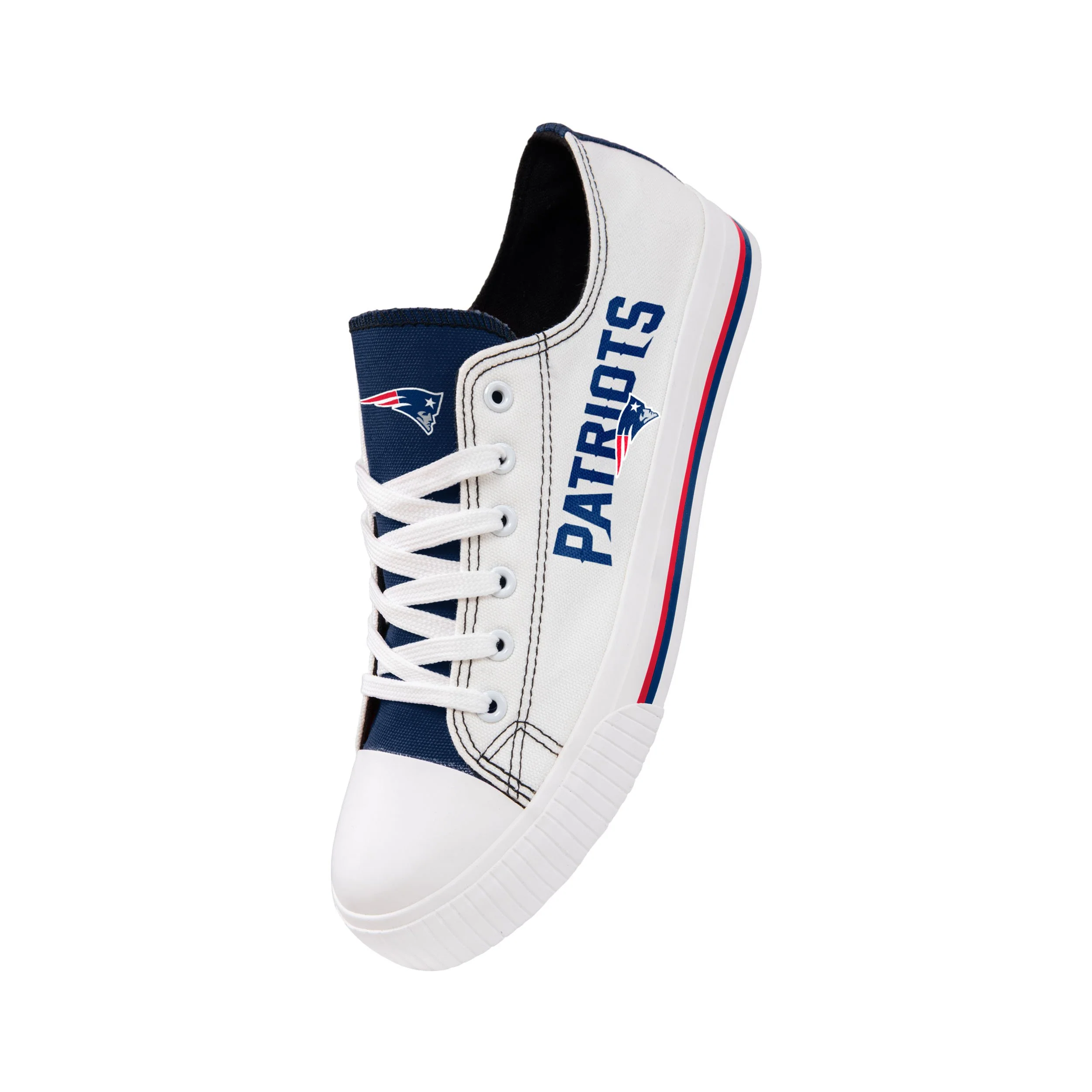 New England Patriots NFL Mens Low Top White Canvas Shoes - Image 4