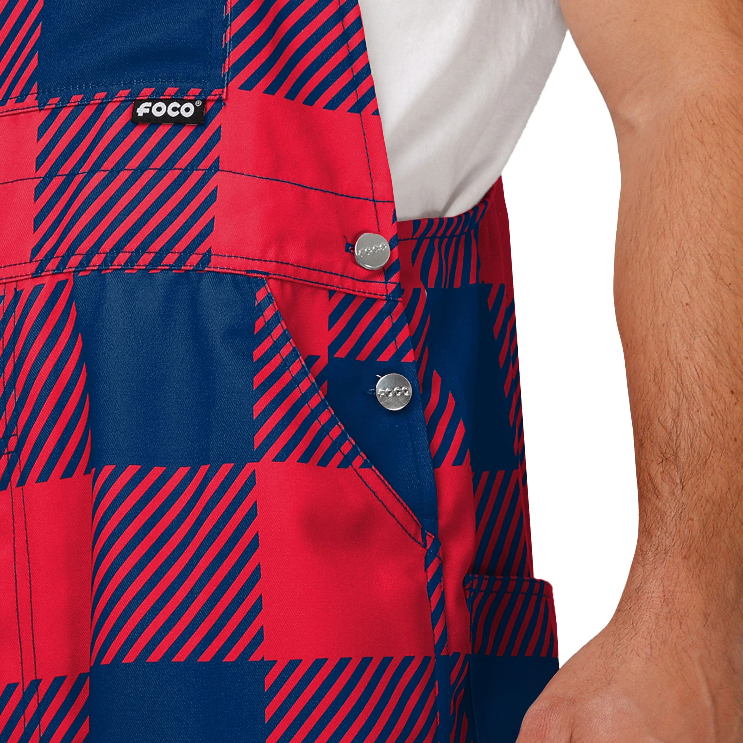 New England Patriots NFL Mens Plaid Bib Overalls - Image 5