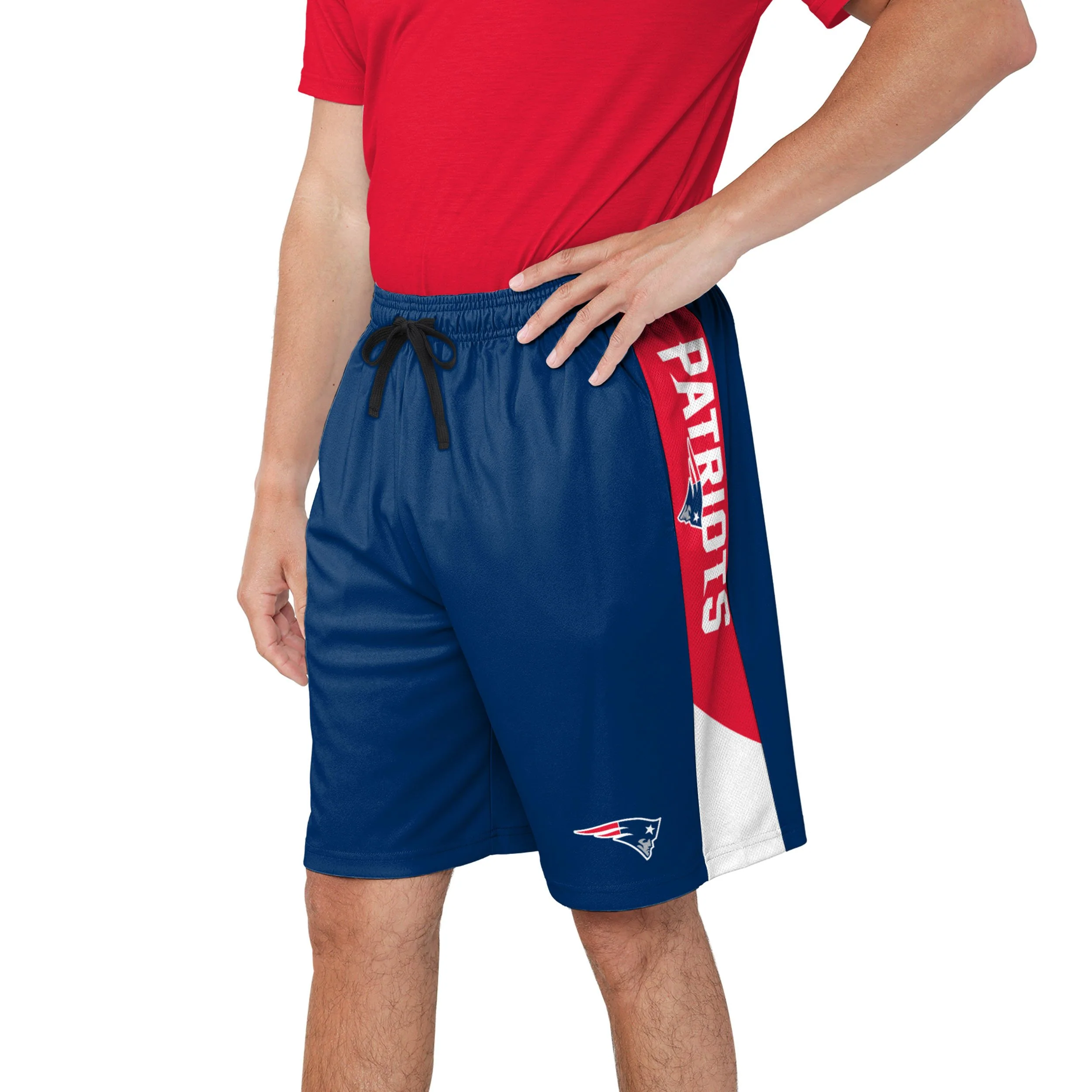 New England Patriots NFL Mens Side Stripe Training Shorts - Image 2