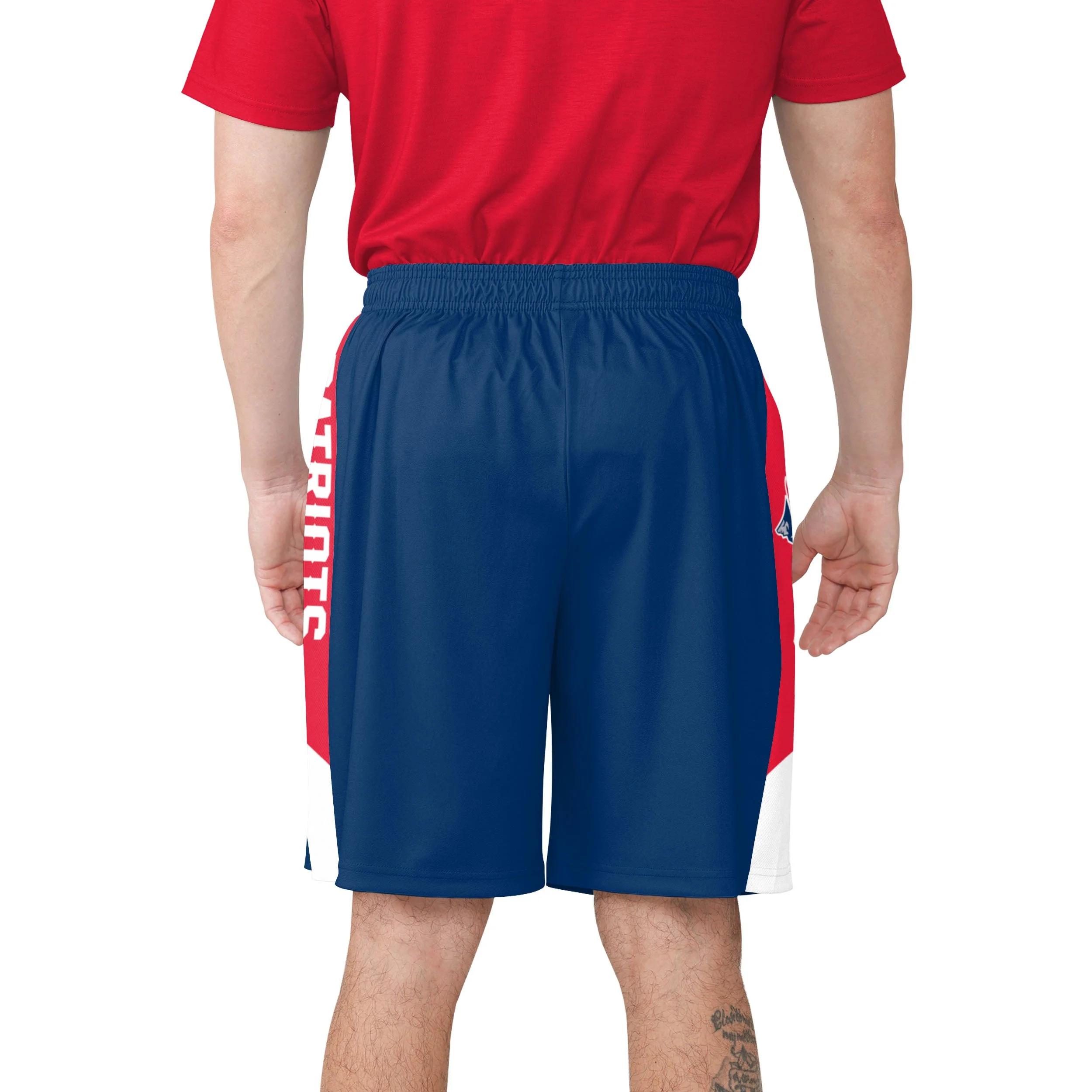 New England Patriots NFL Mens Side Stripe Training Shorts - Image 3