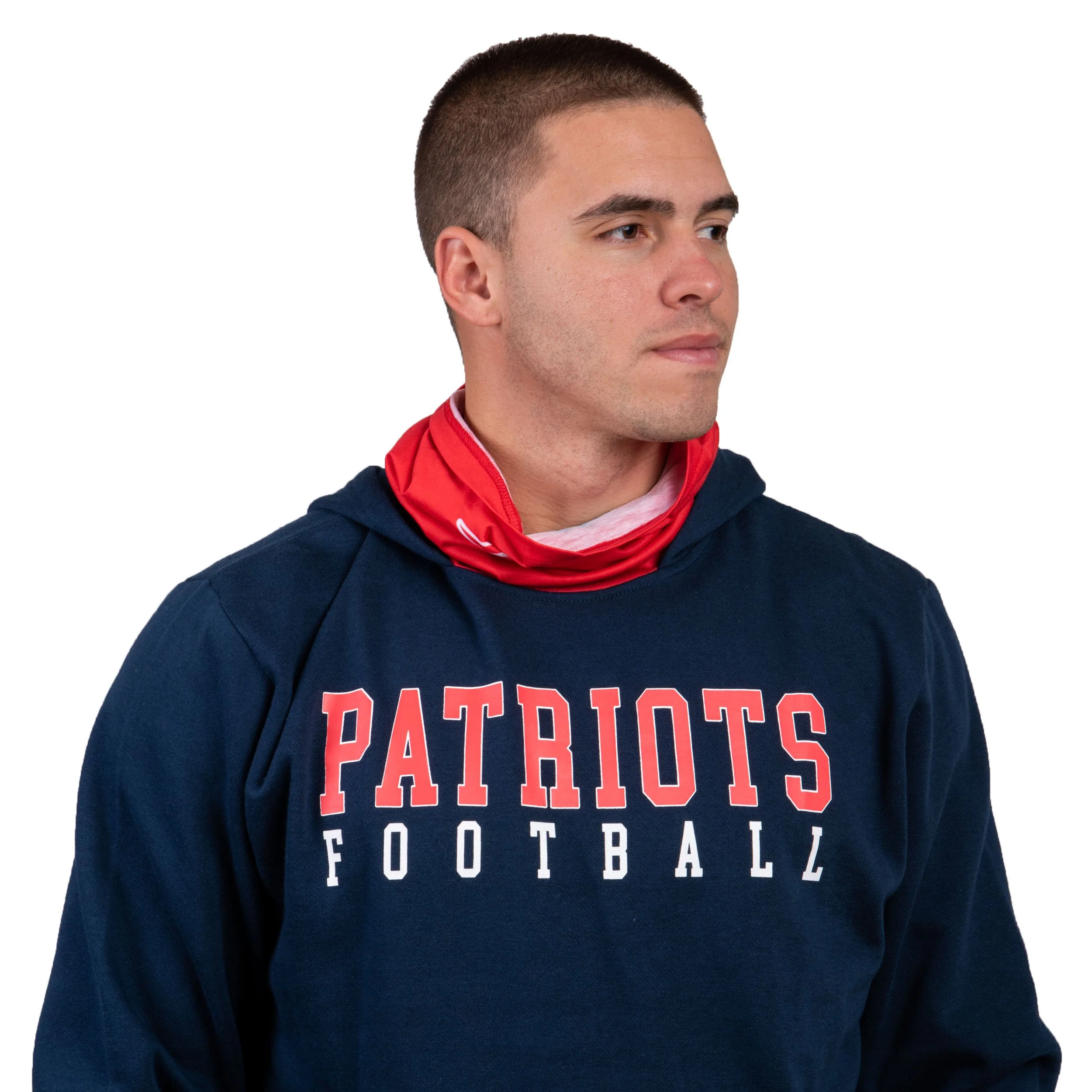 New England Patriots NFL Mens Solid Gaiter Hoodie - Image 3