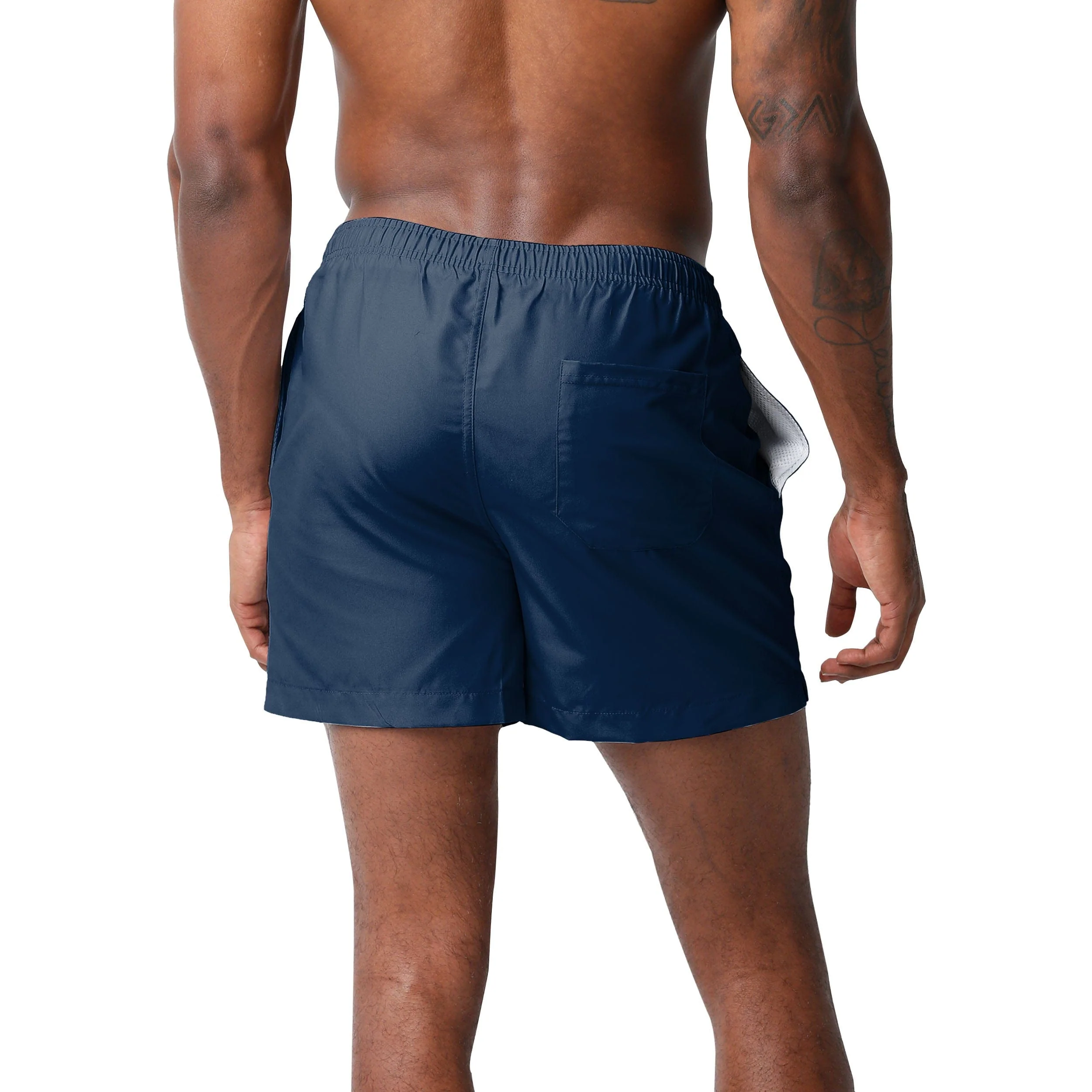 New England Patriots NFL Mens Solid Wordmark 5.5" Swimming Trunks - Image 3