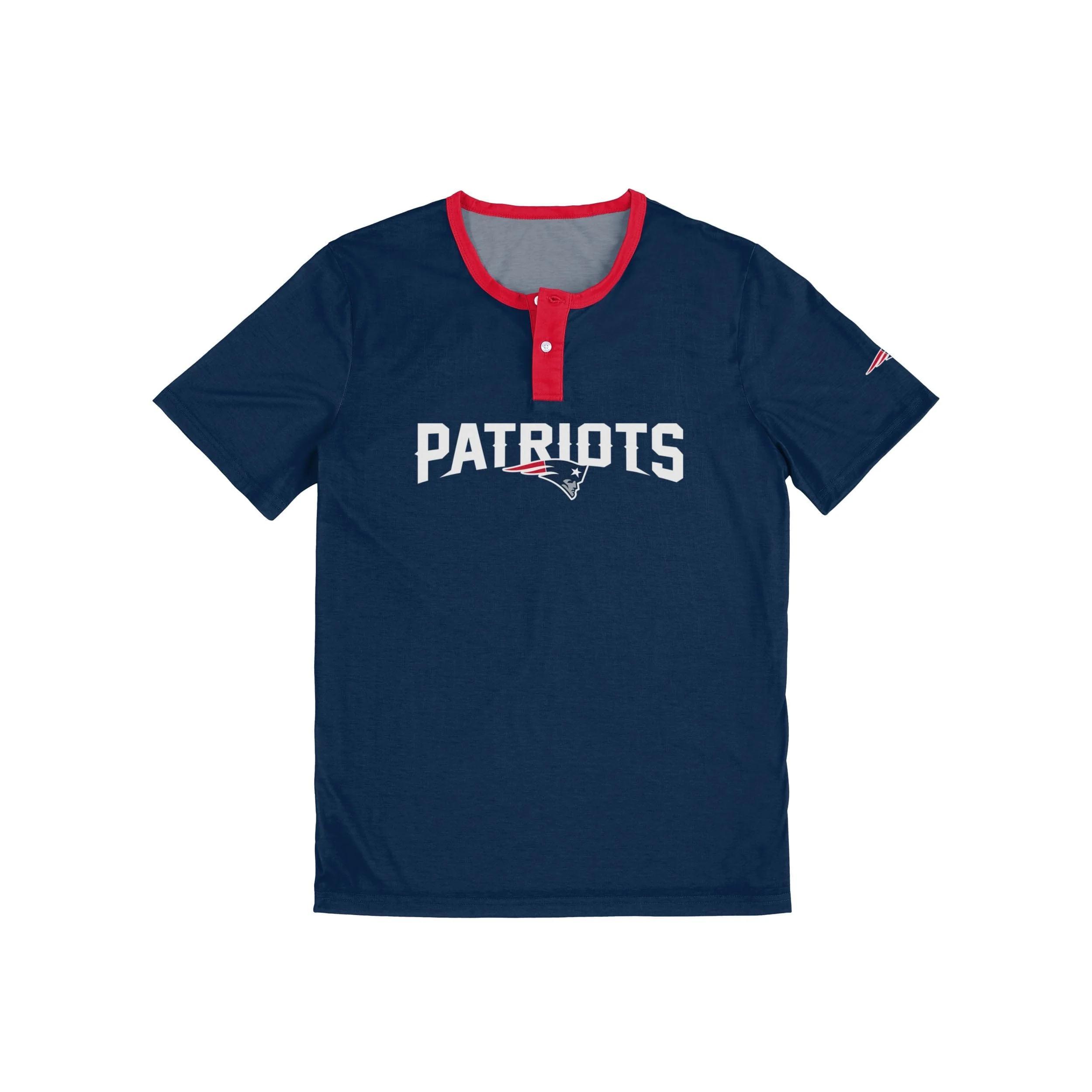 New England Patriots NFL Mens Solid Wordmark Short Sleeve Henley - Image 4