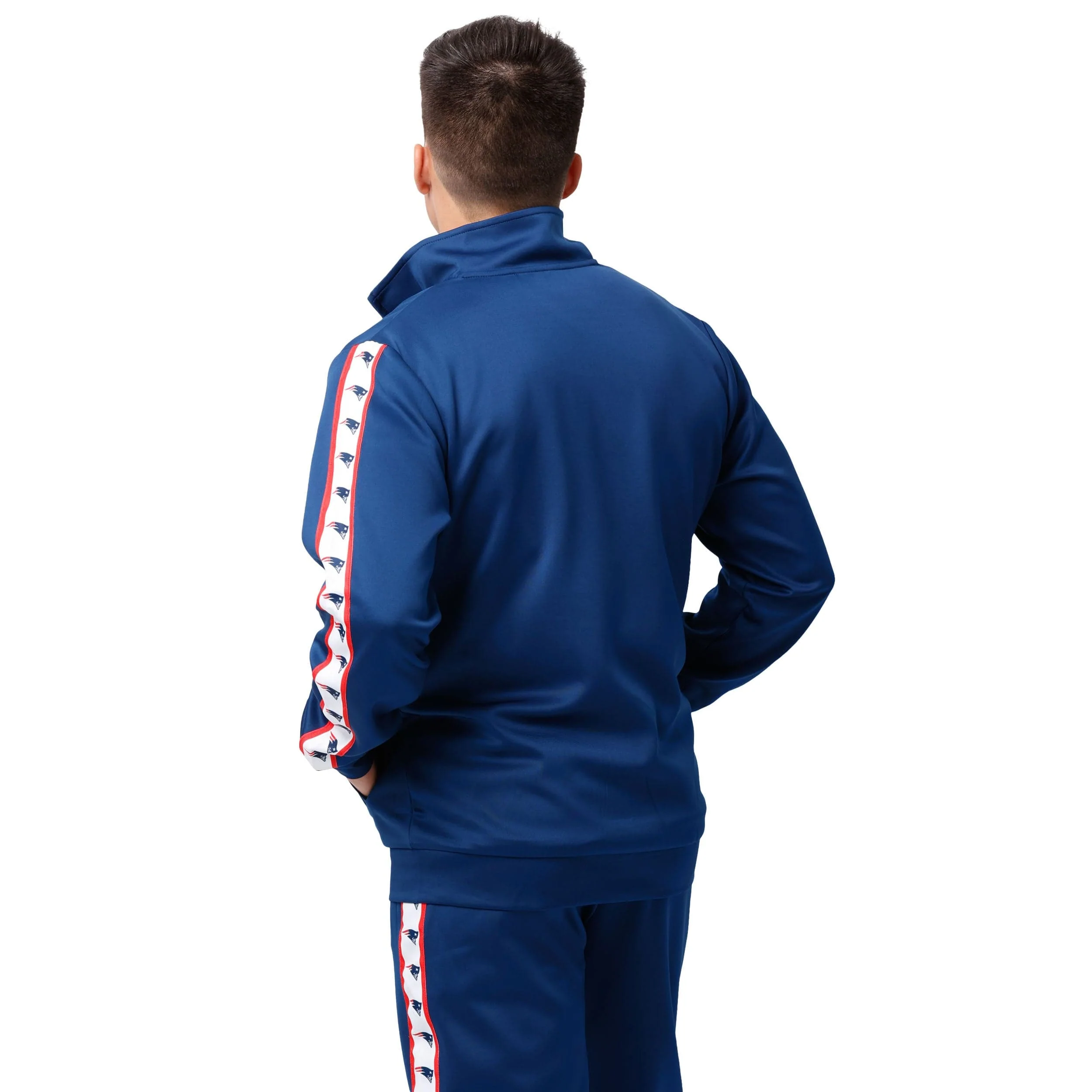 New England Patriots NFL Mens Stripe Logo Track Jacket - Image 2