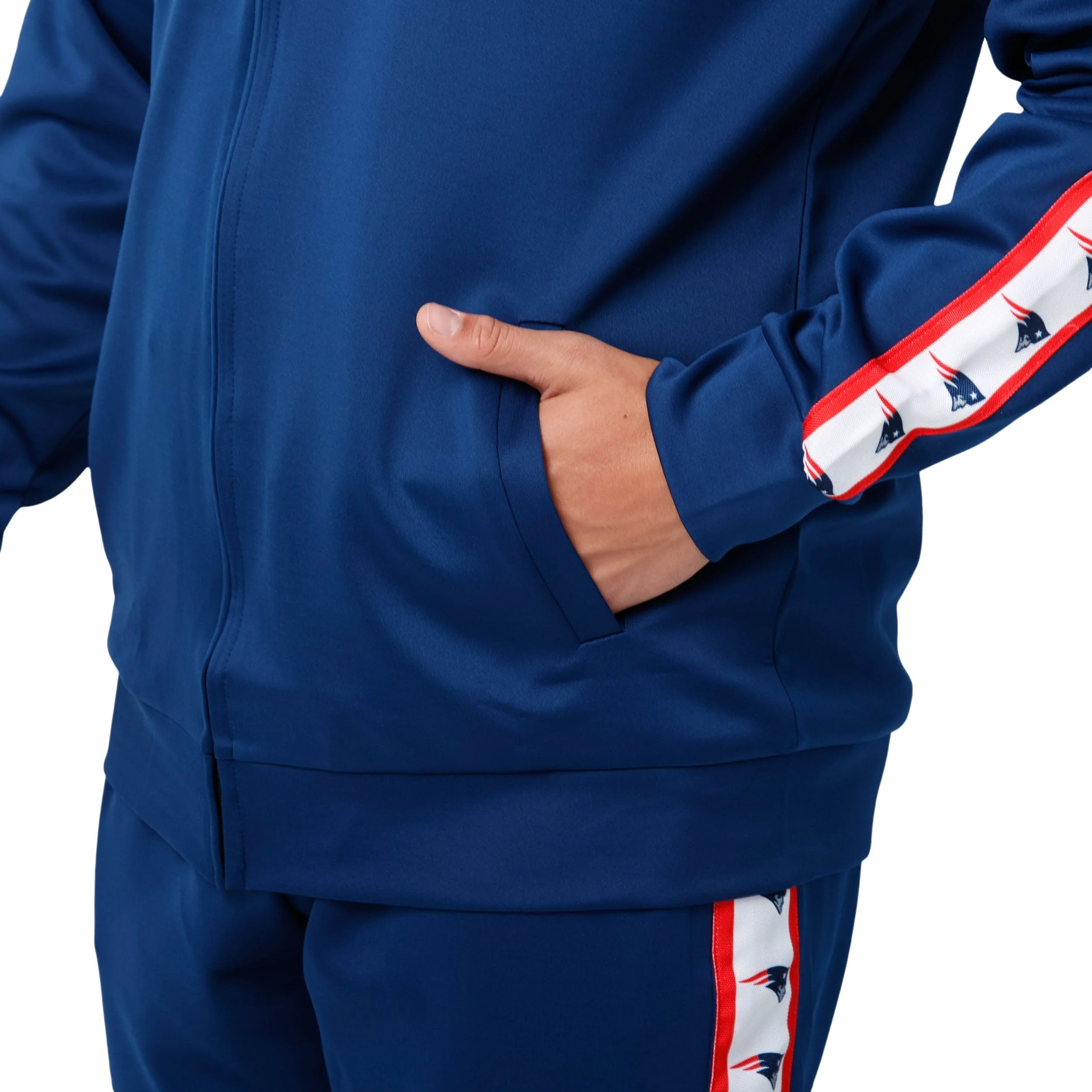 New England Patriots NFL Mens Stripe Logo Track Jacket - Image 4