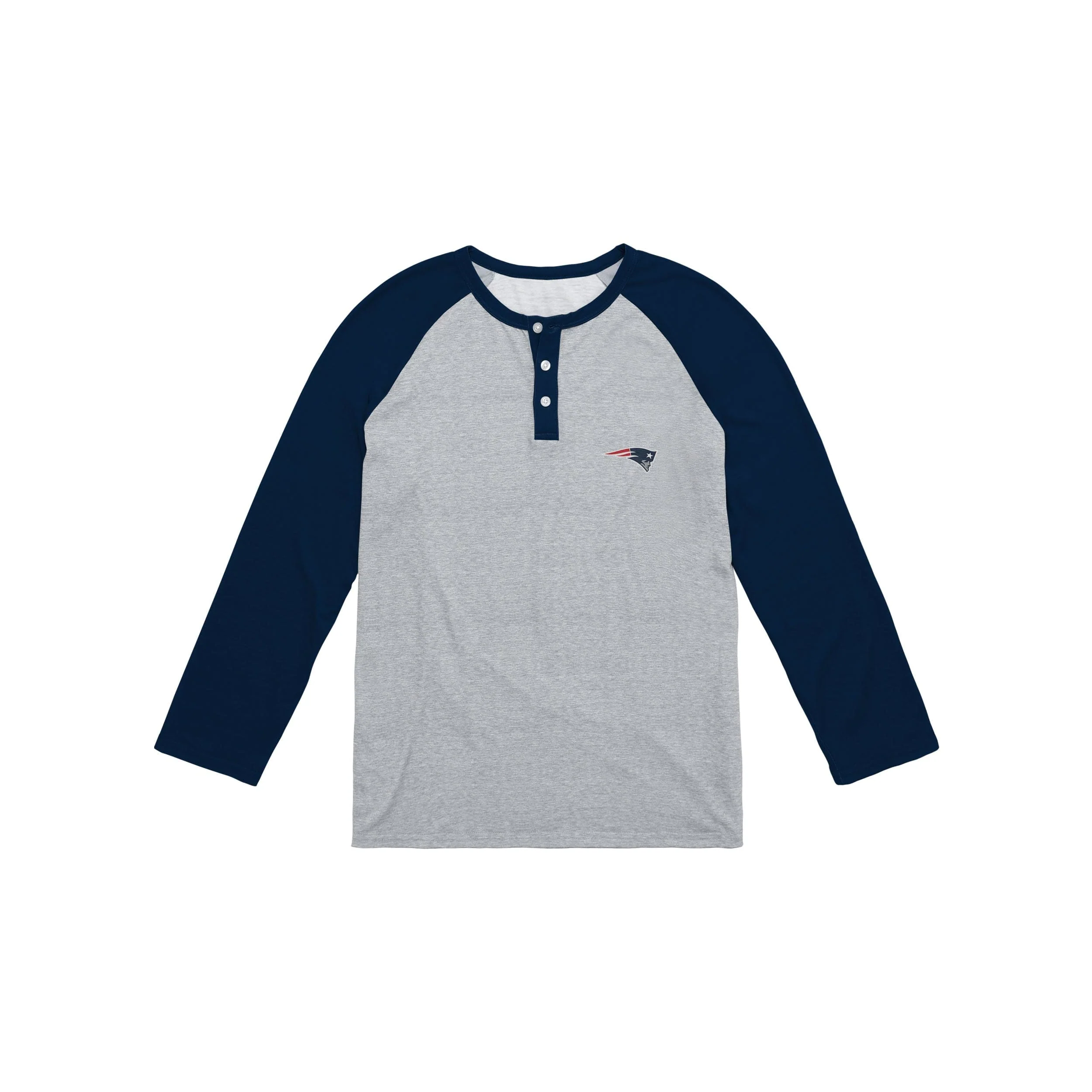 New England Patriots NFL Mens Team Logo Gray Long Sleeve Henley - Image 4