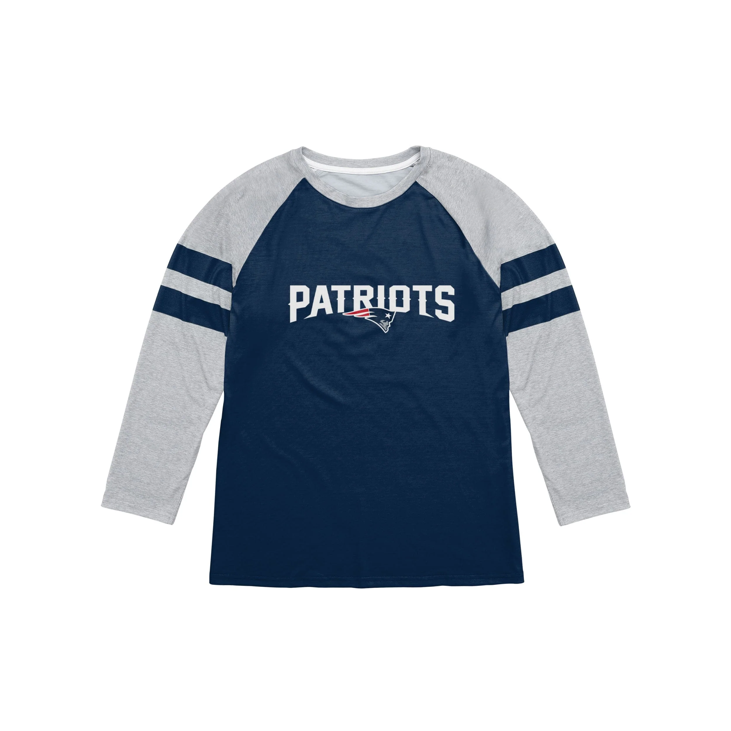 New England Patriots NFL Mens Team Stripe Wordmark Raglan T-Shirt - Image 3