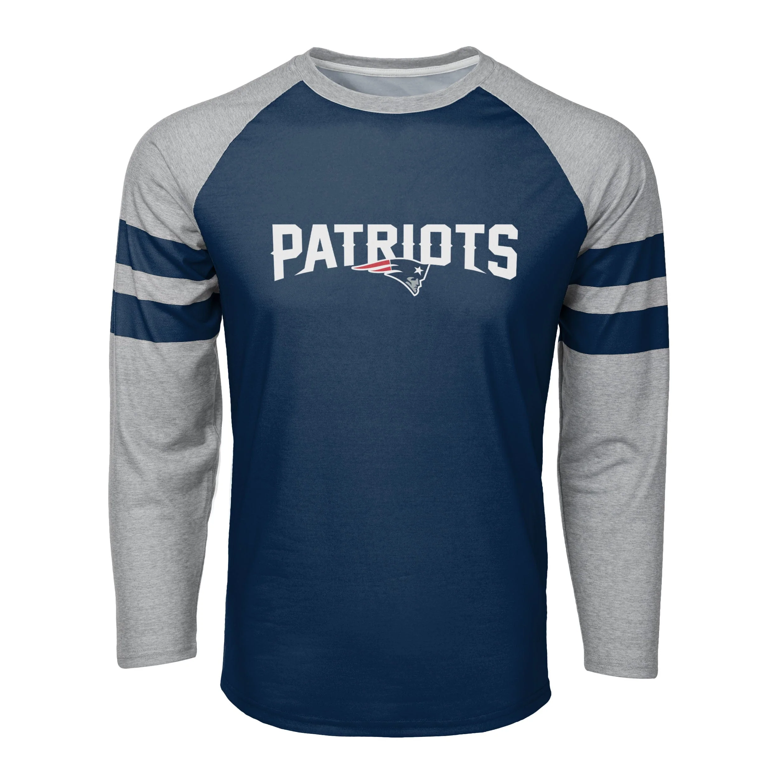 New England Patriots NFL Mens Team Stripe Wordmark Raglan T-Shirt - Image 4
