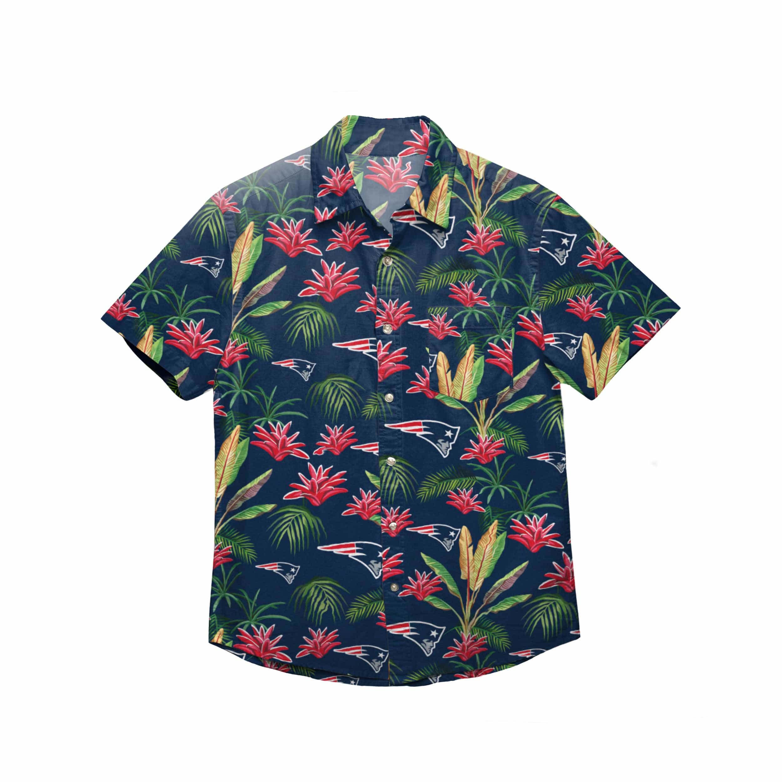 New England Patriots NFL Mens Victory Vacay Button Up Shirt