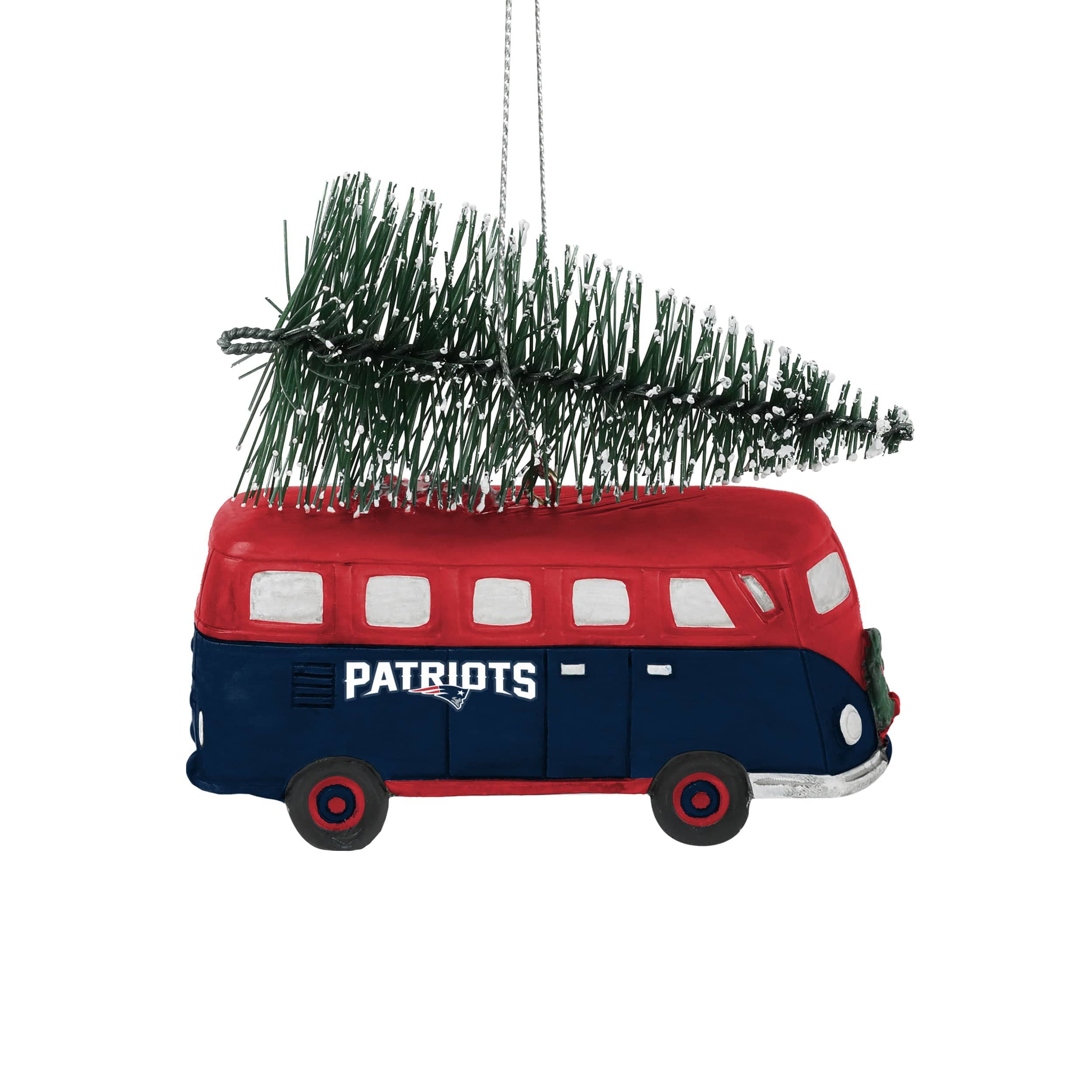 New England Patriots Retro Bus With Tree Ornament - Image 2