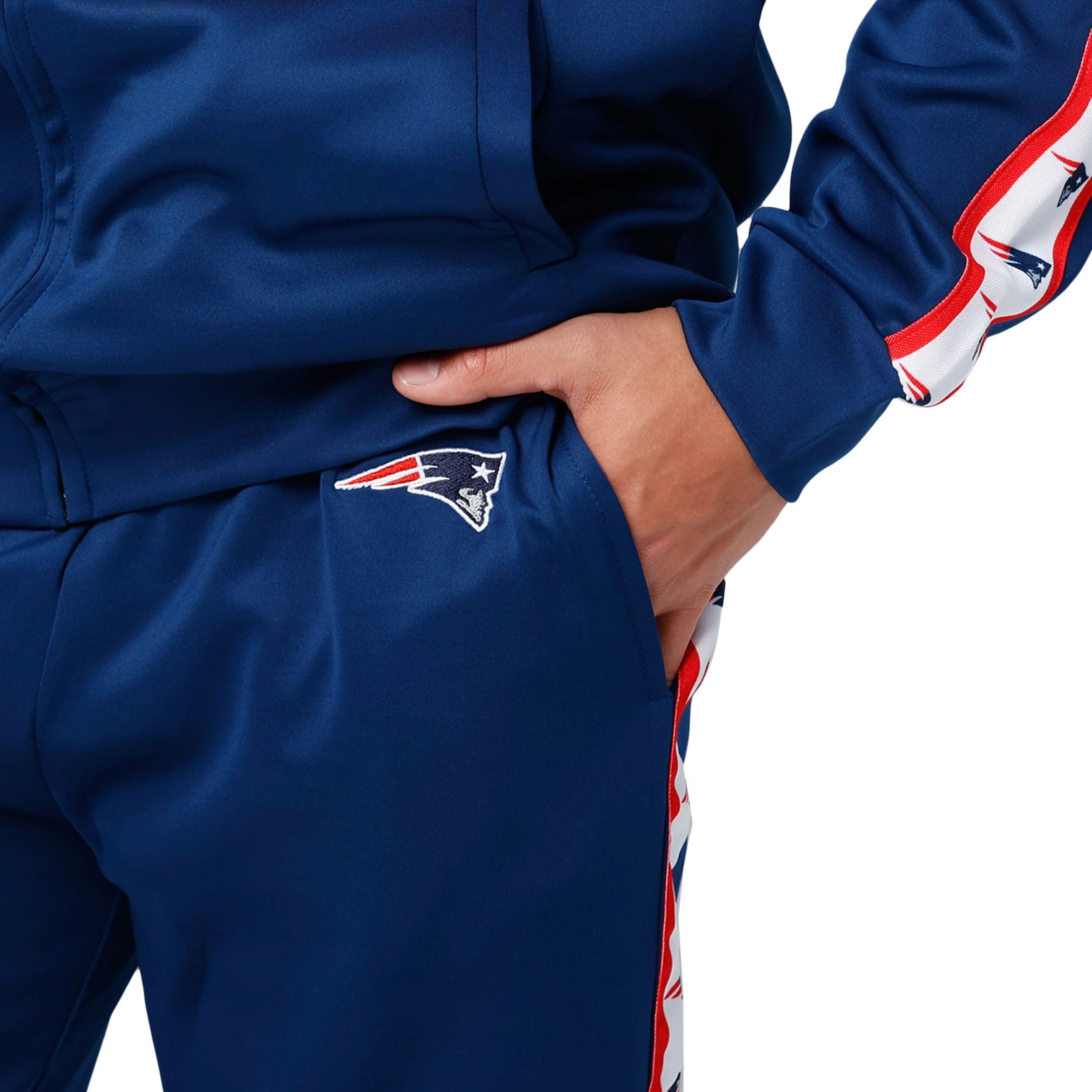 New England Patriots NFL Mens Stripe Logo Track Pants - Image 3